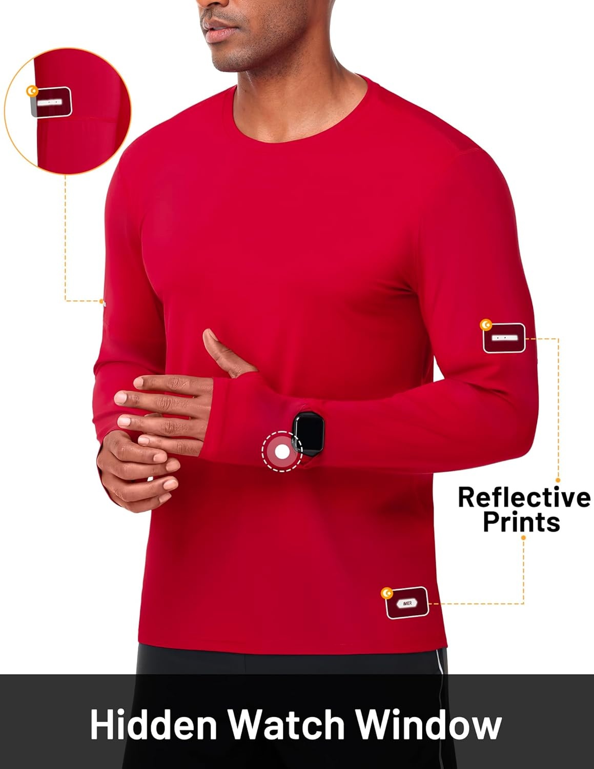 image:imageMIER Long Sleeve Shirts for Men UPF 50 UV Sun Protection Quick Dry Tee Shirt for Running Athletic Workout Gym FishingRed