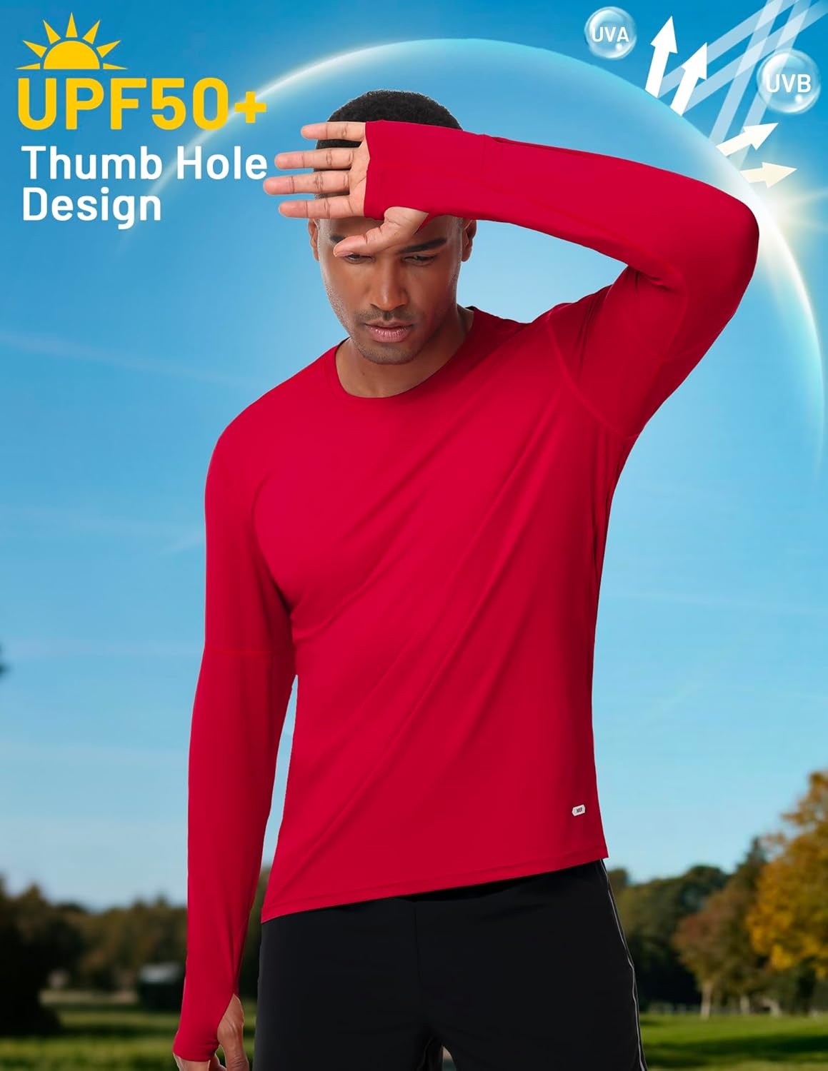 image:imageMIER Long Sleeve Shirts for Men UPF 50 UV Sun Protection Quick Dry Tee Shirt for Running Athletic Workout Gym FishingRed