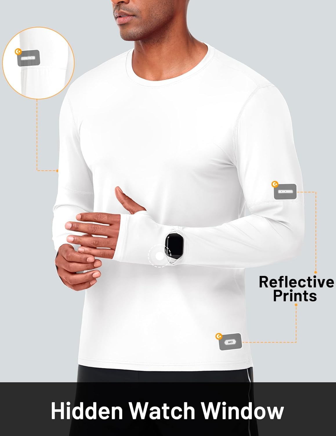 image:imageMIER Long Sleeve Shirts for Men UPF 50 UV Sun Protection Quick Dry Tee Shirt for Running Athletic Workout Gym FishingWhite