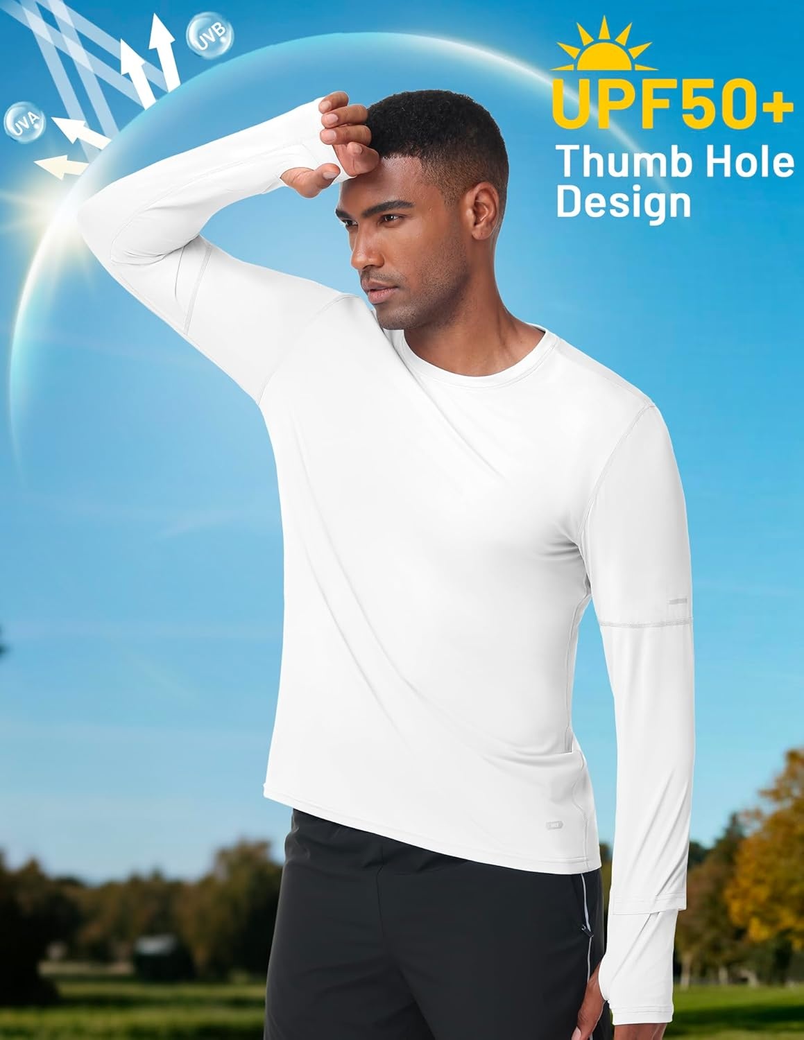 image:imageMIER Long Sleeve Shirts for Men UPF 50 UV Sun Protection Quick Dry Tee Shirt for Running Athletic Workout Gym FishingWhite