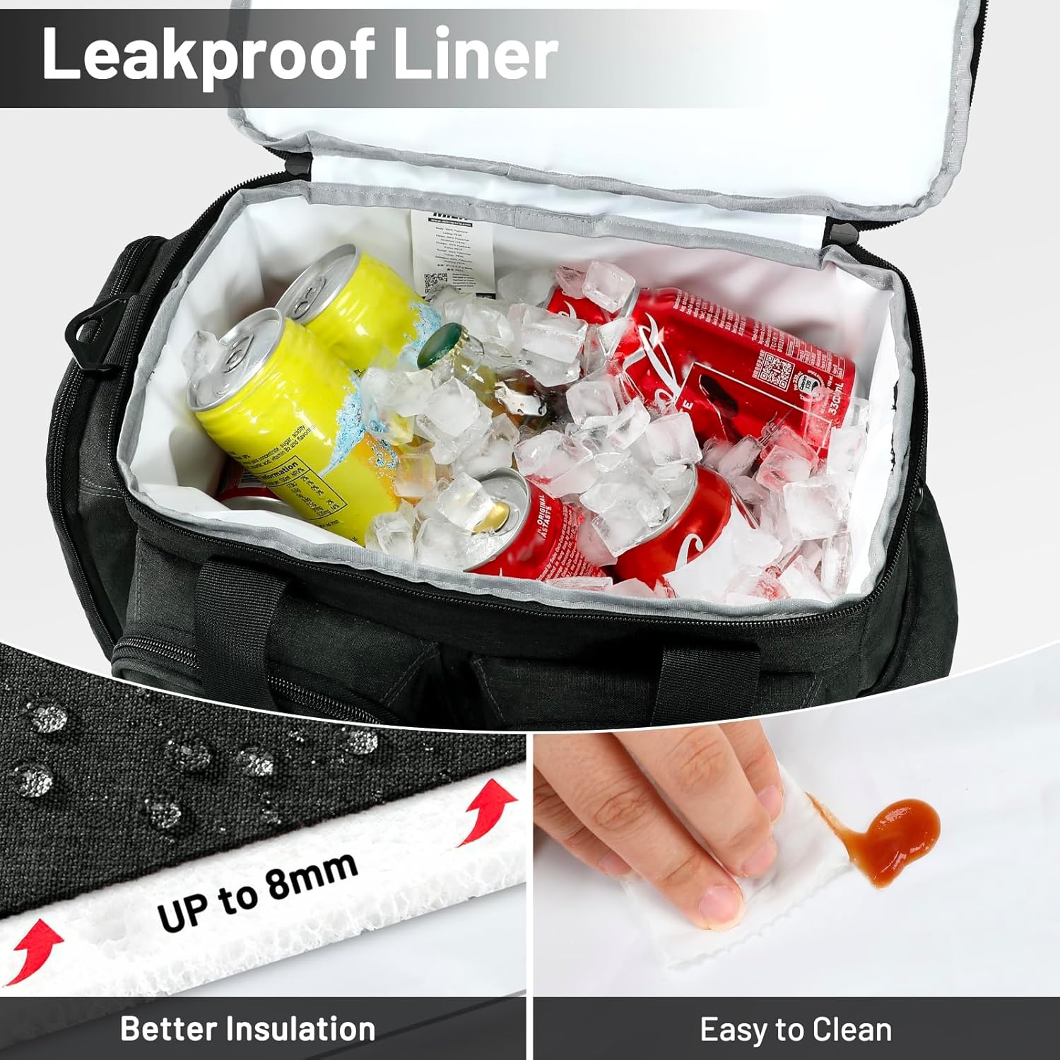 image:imageMIER Lunch Box for Men Heavy Duty Insulated Lunch Bag 20 Cans Large Leakproof Soft Cooler Bags with Multiple Pockets for Picnic Work Travel Army GreenDark Grey
