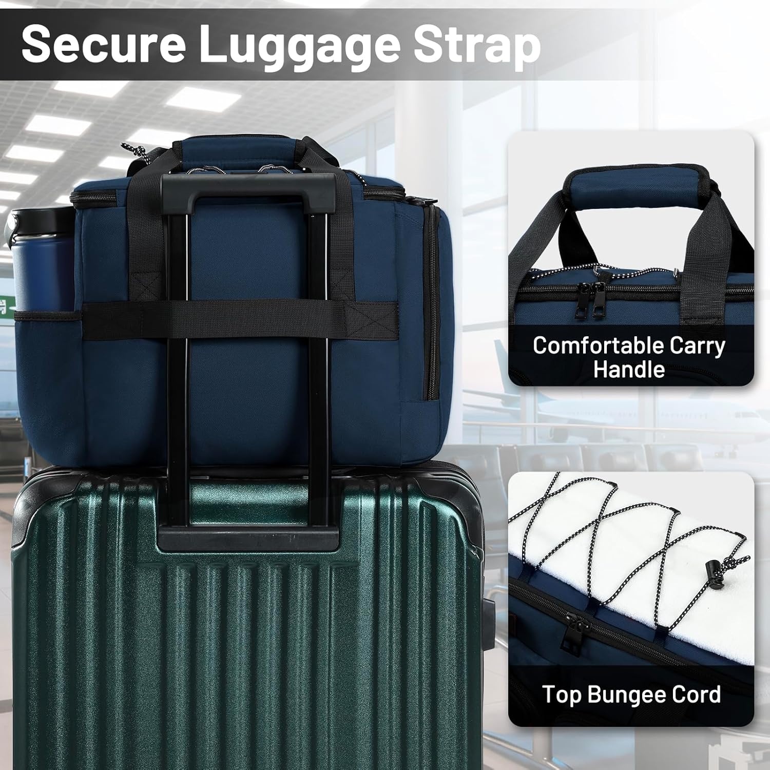 image:imageMIER Lunch Box for Men Heavy Duty Insulated Lunch Bag 20 Cans Large Leakproof Soft Cooler Bags with Multiple Pockets for Picnic Work Travel Army GreenNavy Blue
