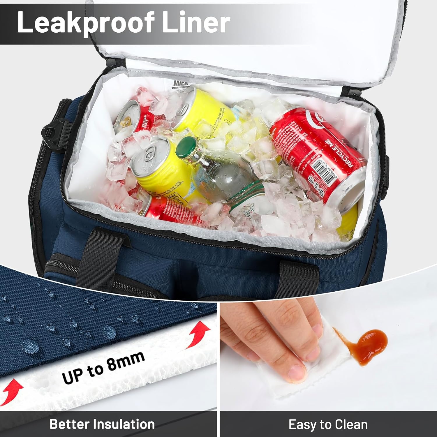 image:imageMIER Lunch Box for Men Heavy Duty Insulated Lunch Bag 20 Cans Large Leakproof Soft Cooler Bags with Multiple Pockets for Picnic Work Travel Army GreenNavy Blue