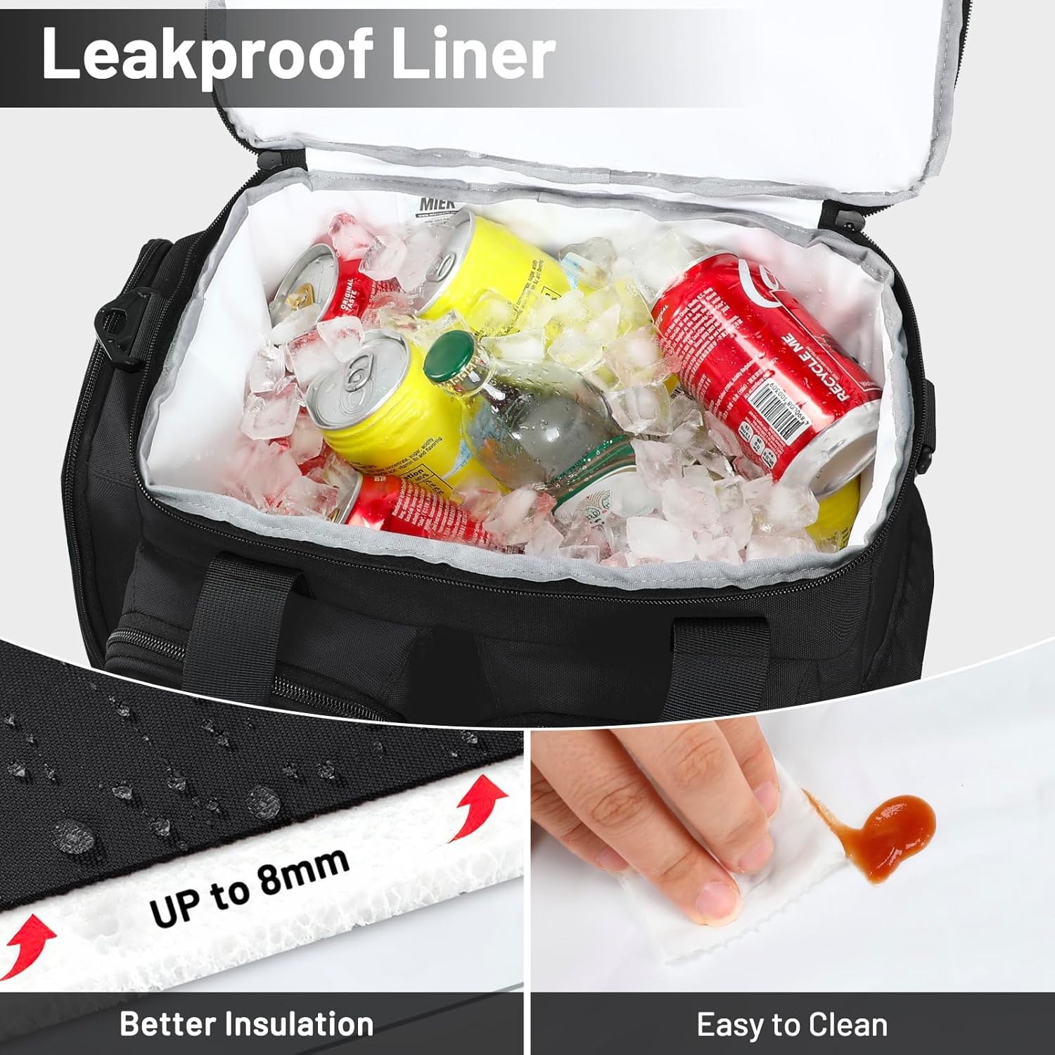 image:imageMIER Lunch Box for Men Heavy Duty Insulated Lunch Bag 20 Cans Large Leakproof Soft Cooler Bags with Multiple Pockets for Picnic Work Travel Army GreenBlack
