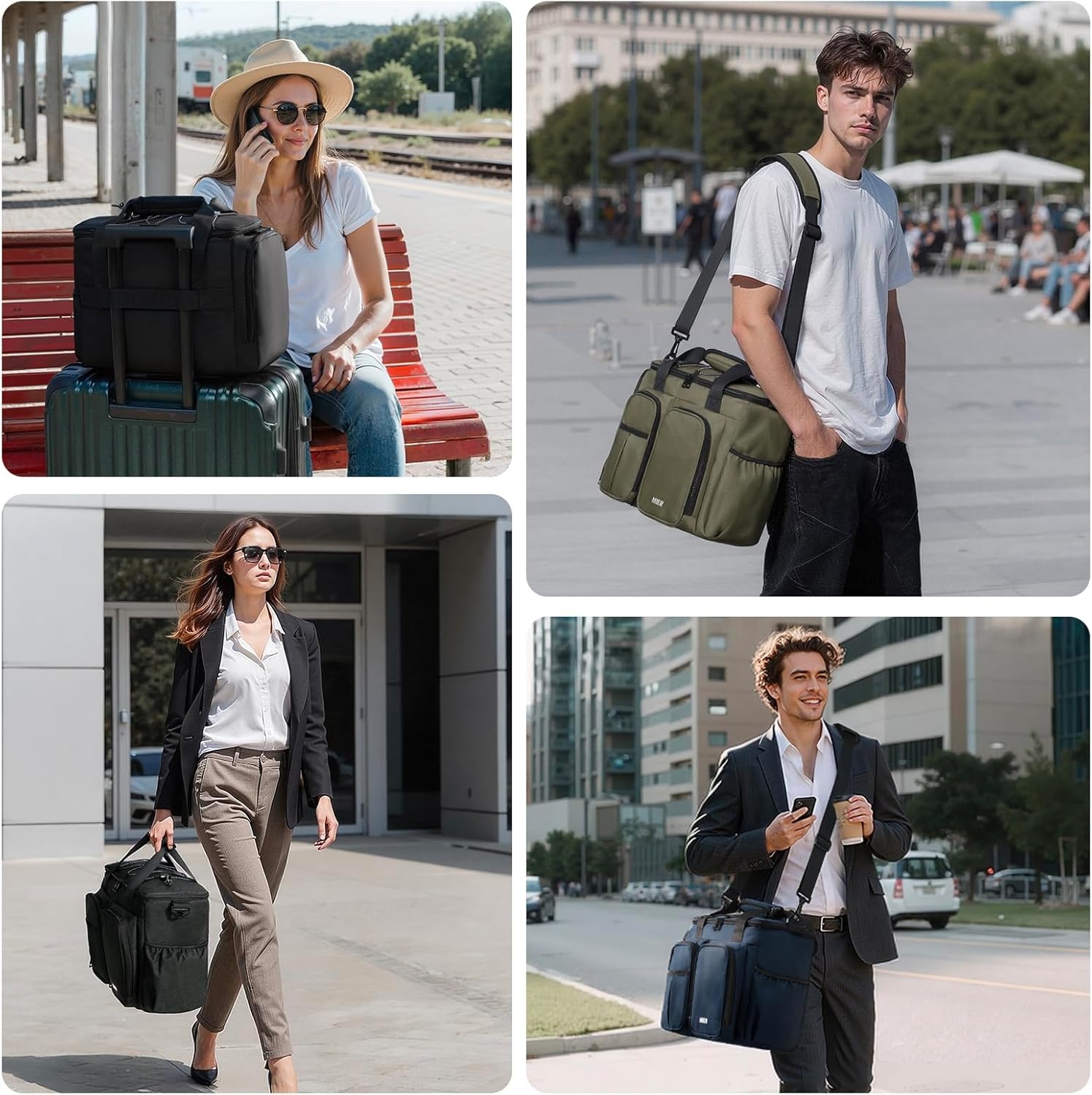 image:imageMIER Lunch Box for Men Heavy Duty Insulated Lunch Bag 20 Cans Large Leakproof Soft Cooler Bags with Multiple Pockets for Picnic Work Travel Army GreenBlack