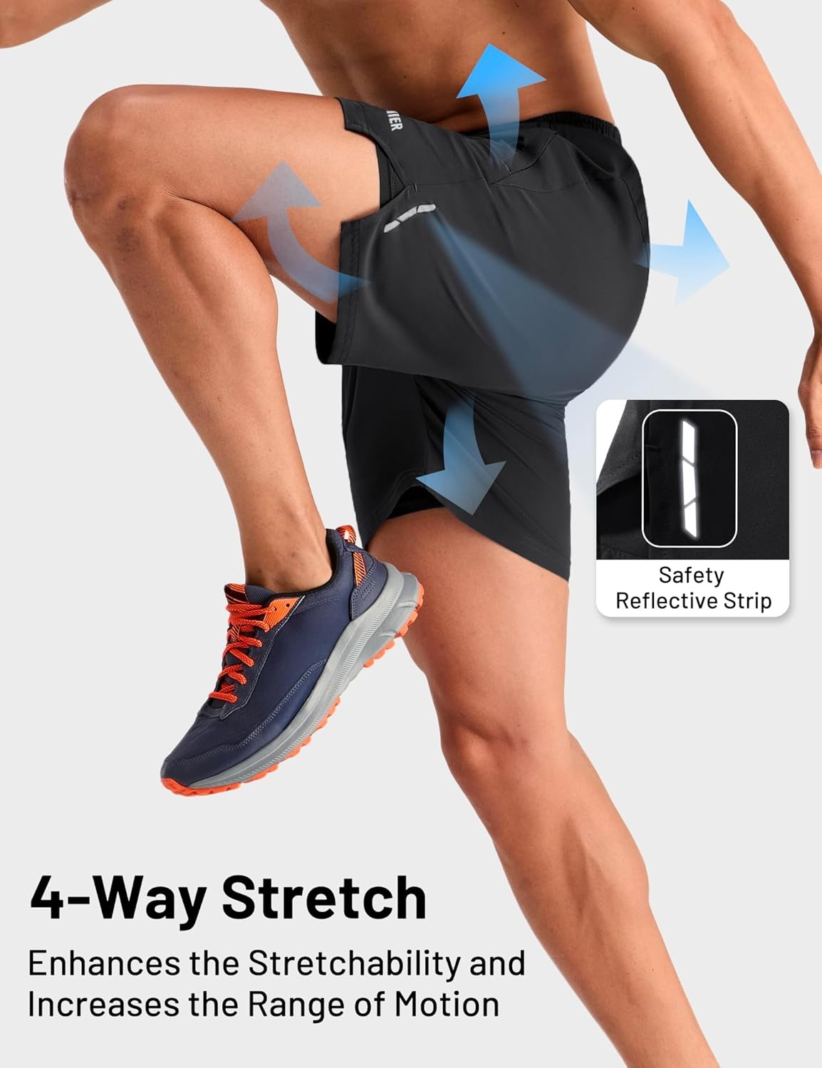 image:imageMIER Mens 2 in 1 Running Shorts 7 Workout Gym Athletic Shorts for Men Quick Dry Lightweight with Pockets for TrainingBlack