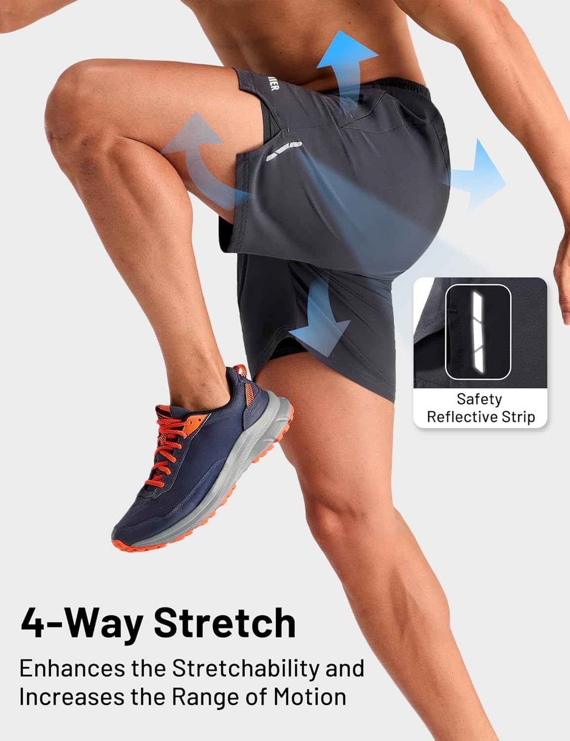 image:imageMIER Mens 2 in 1 Running Shorts 7 Workout Gym Athletic Shorts for Men Quick Dry Lightweight with Pockets for TrainingDark Grey