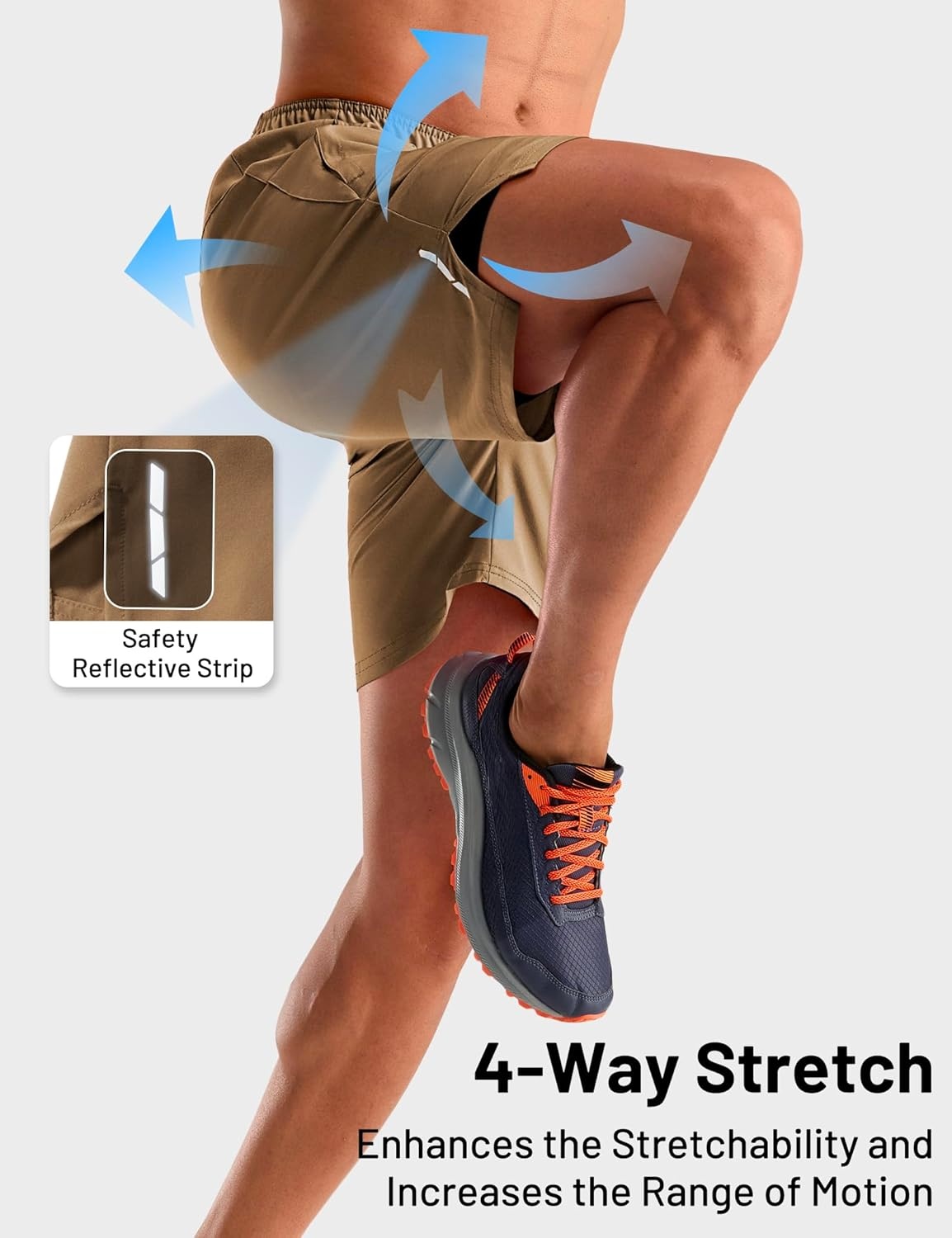 image:imageMIER Mens 2 in 1 Running Shorts 7 Workout Gym Athletic Shorts for Men Quick Dry Lightweight with Pockets for TrainingKhaki