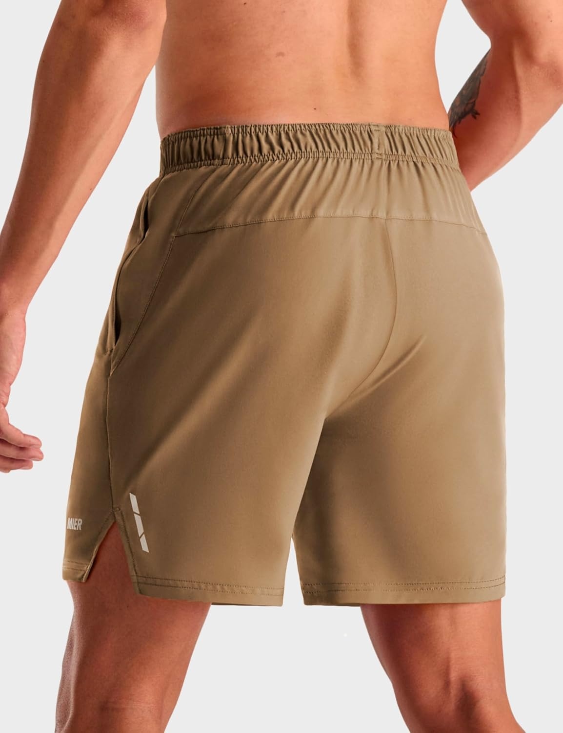 image:imageMIER Mens 2 in 1 Running Shorts 7 Workout Gym Athletic Shorts for Men Quick Dry Lightweight with Pockets for TrainingKhaki