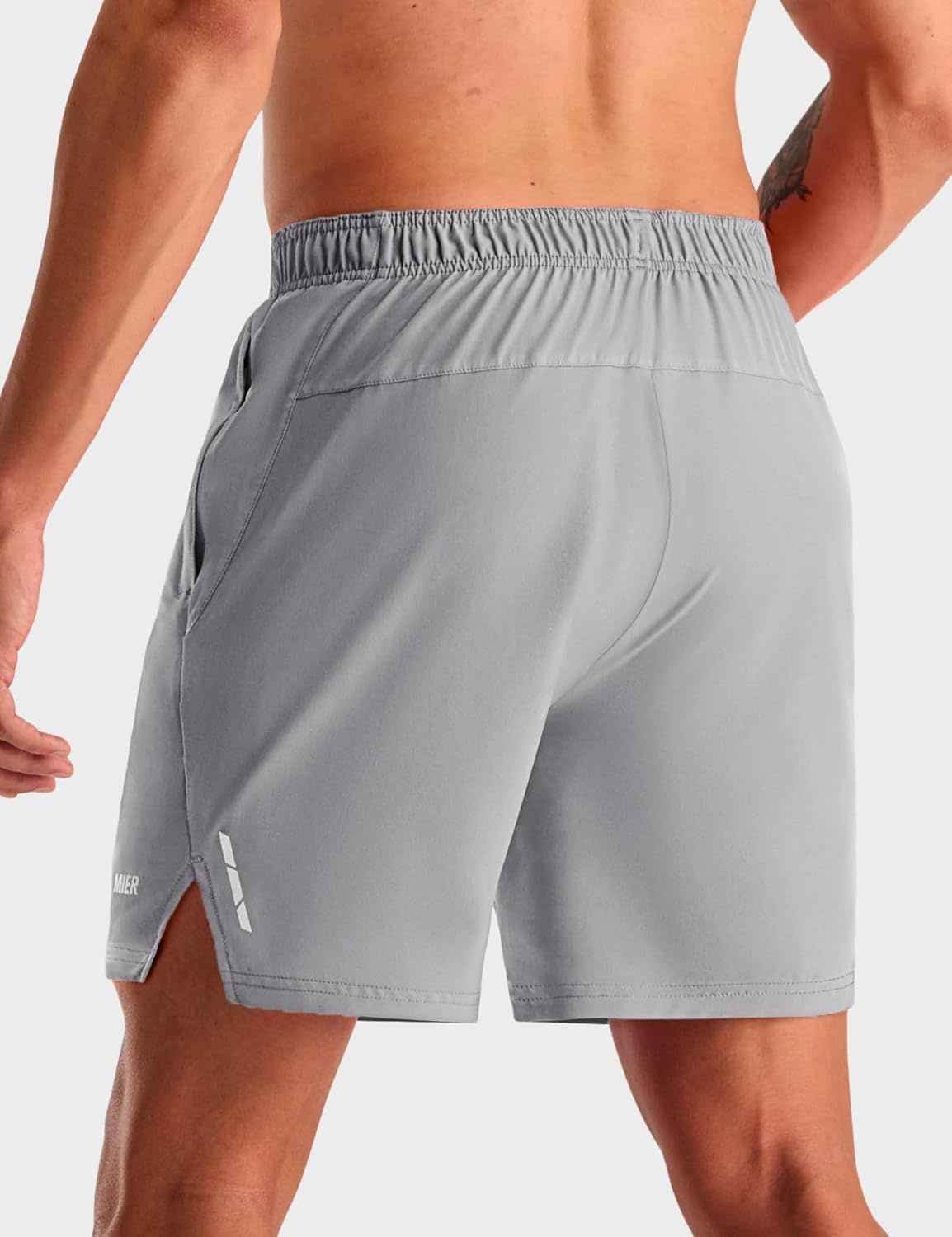 image:imageMIER Mens 2 in 1 Running Shorts 7 Workout Gym Athletic Shorts for Men Quick Dry Lightweight with Pockets for TrainingLight Grey