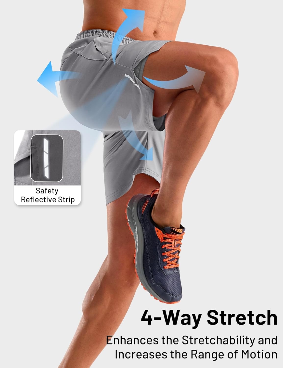 image:imageMIER Mens 2 in 1 Running Shorts 7 Workout Gym Athletic Shorts for Men Quick Dry Lightweight with Pockets for TrainingLight Grey