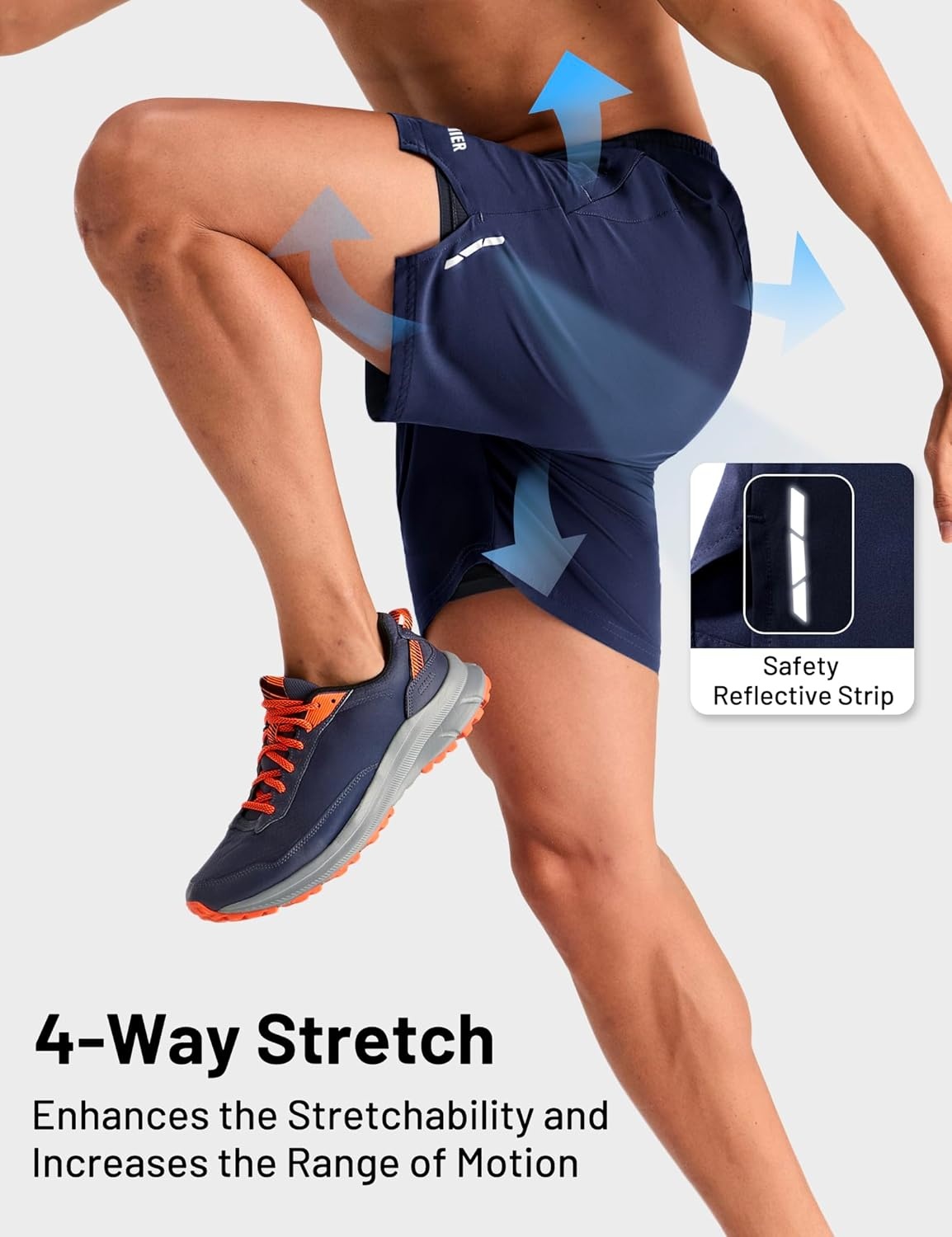 image:imageMIER Mens 2 in 1 Running Shorts 7 Workout Gym Athletic Shorts for Men Quick Dry Lightweight with Pockets for TrainingNavy