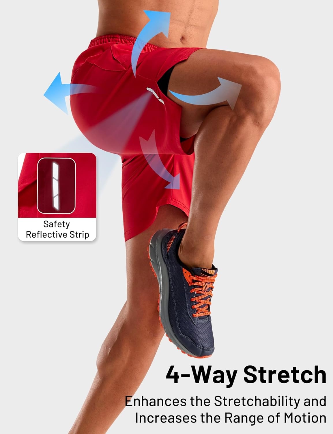 image:imageMIER Mens 2 in 1 Running Shorts 7 Workout Gym Athletic Shorts for Men Quick Dry Lightweight with Pockets for TrainingRed