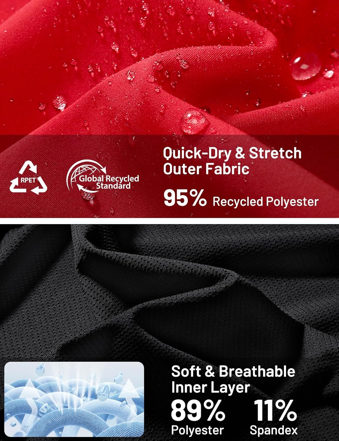 image:imageMIER Mens 2 in 1 Running Shorts 7 Workout Gym Athletic Shorts for Men Quick Dry Lightweight with Pockets for TrainingRed