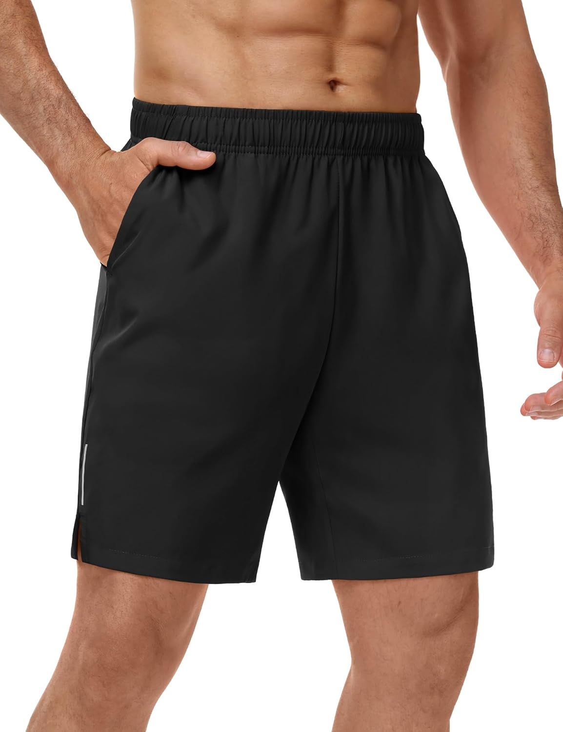 image:imageMIER Mens 3 Pack Athletic Running Shorts 7 Inch Quick Dry Lightweight Gym Workout Training Shorts with Pockets No LinerBlackDark GreyLight Grey