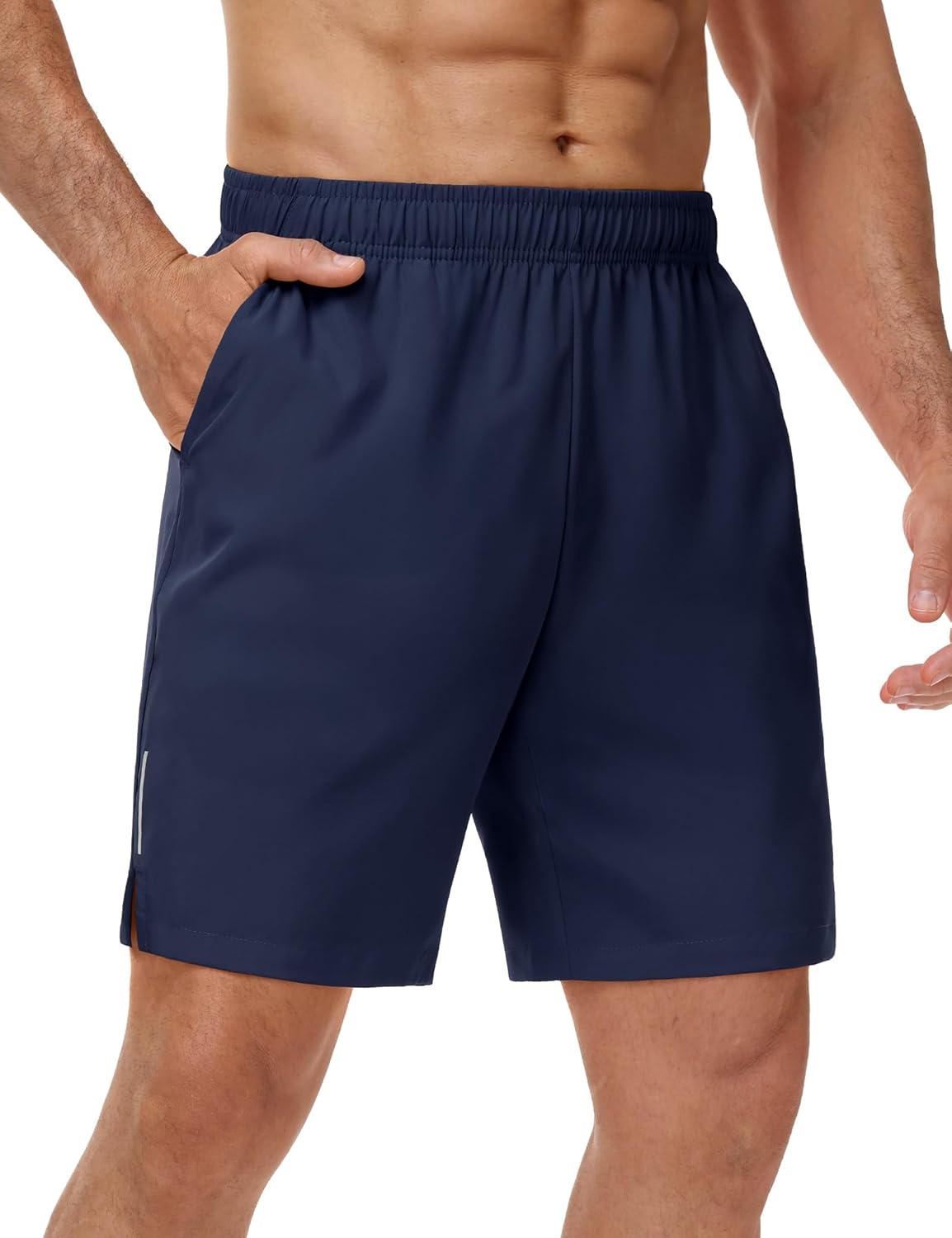image:imageMIER Mens 3 Pack Athletic Running Shorts 7 Inch Quick Dry Lightweight Gym Workout Training Shorts with Pockets No LinerBlackDark GreyNavy