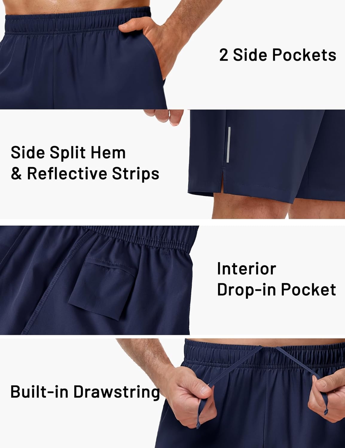 image:imageMIER Mens 3 Pack Athletic Running Shorts 7 Inch Quick Dry Lightweight Gym Workout Training Shorts with Pockets No LinerBlackDark GreyNavy