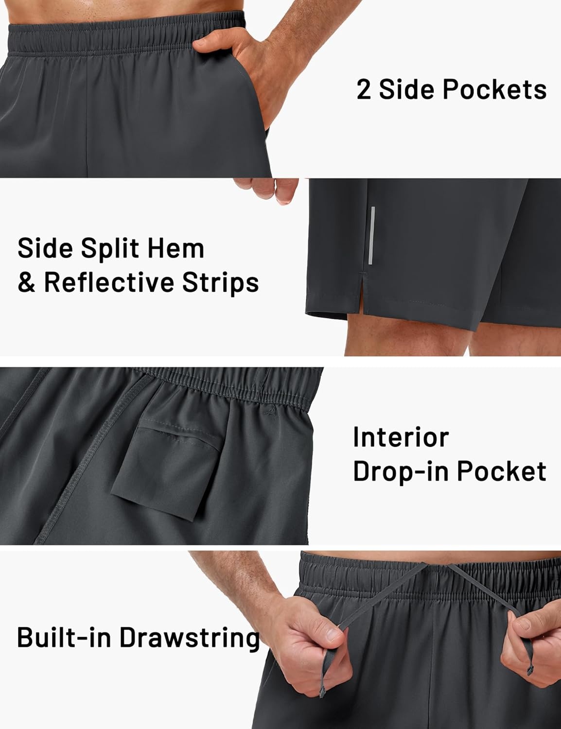 image:imageMIER Mens 3 Pack Athletic Running Shorts 7 Inch Quick Dry Lightweight Gym Workout Training Shorts with Pockets No LinerBlackDark GreyRed