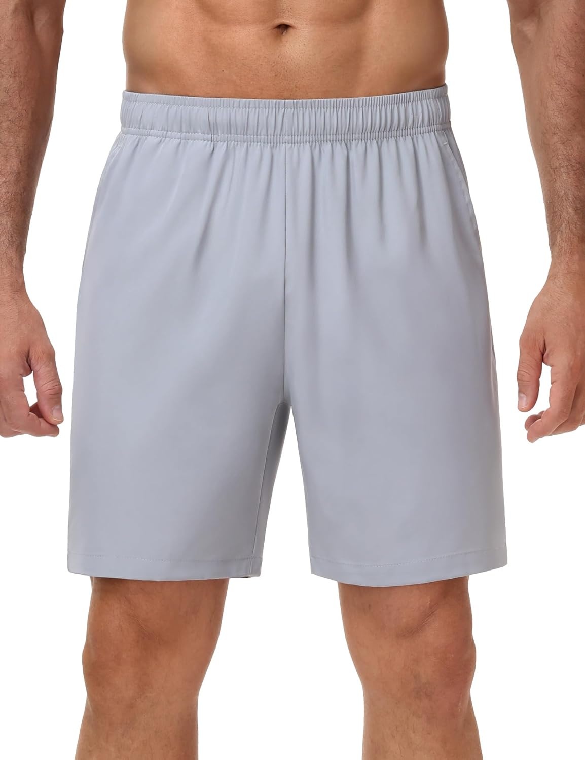 image:imageMIER Mens 3 Pack Athletic Running Shorts 7 Inch Quick Dry Lightweight Gym Workout Training Shorts with Pockets No LinerBlackNavyLight Grey