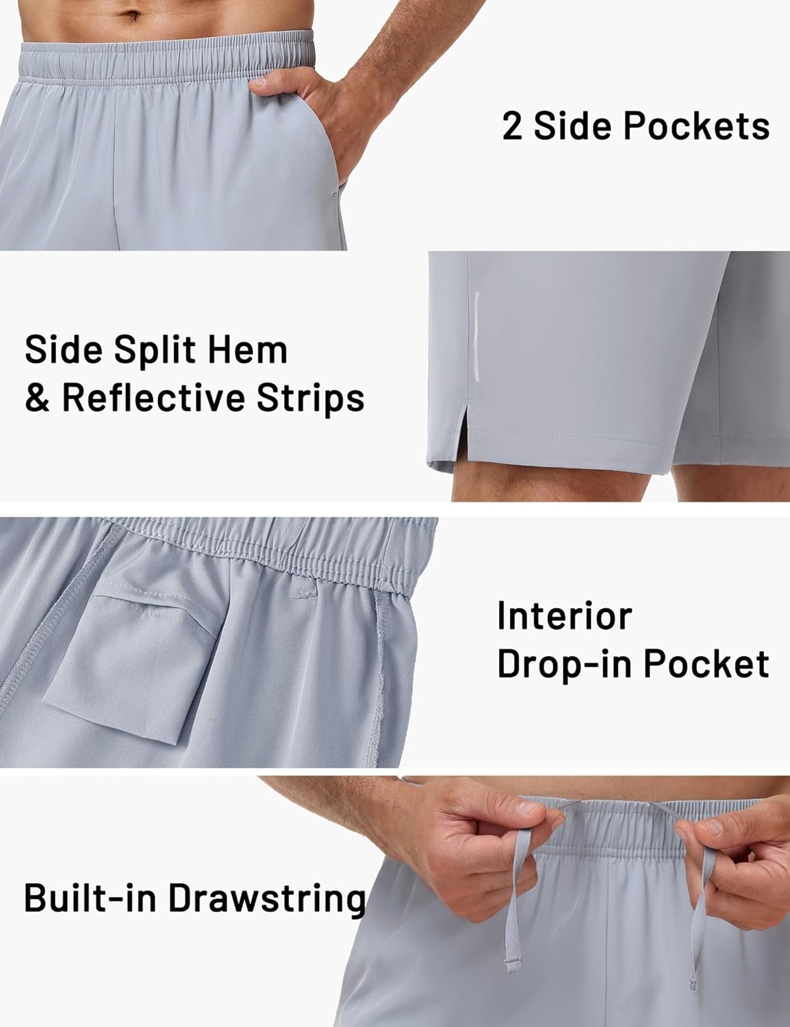 image:imageMIER Mens 3 Pack Athletic Running Shorts 7 Inch Quick Dry Lightweight Gym Workout Training Shorts with Pockets No LinerBlackNavyLight Grey