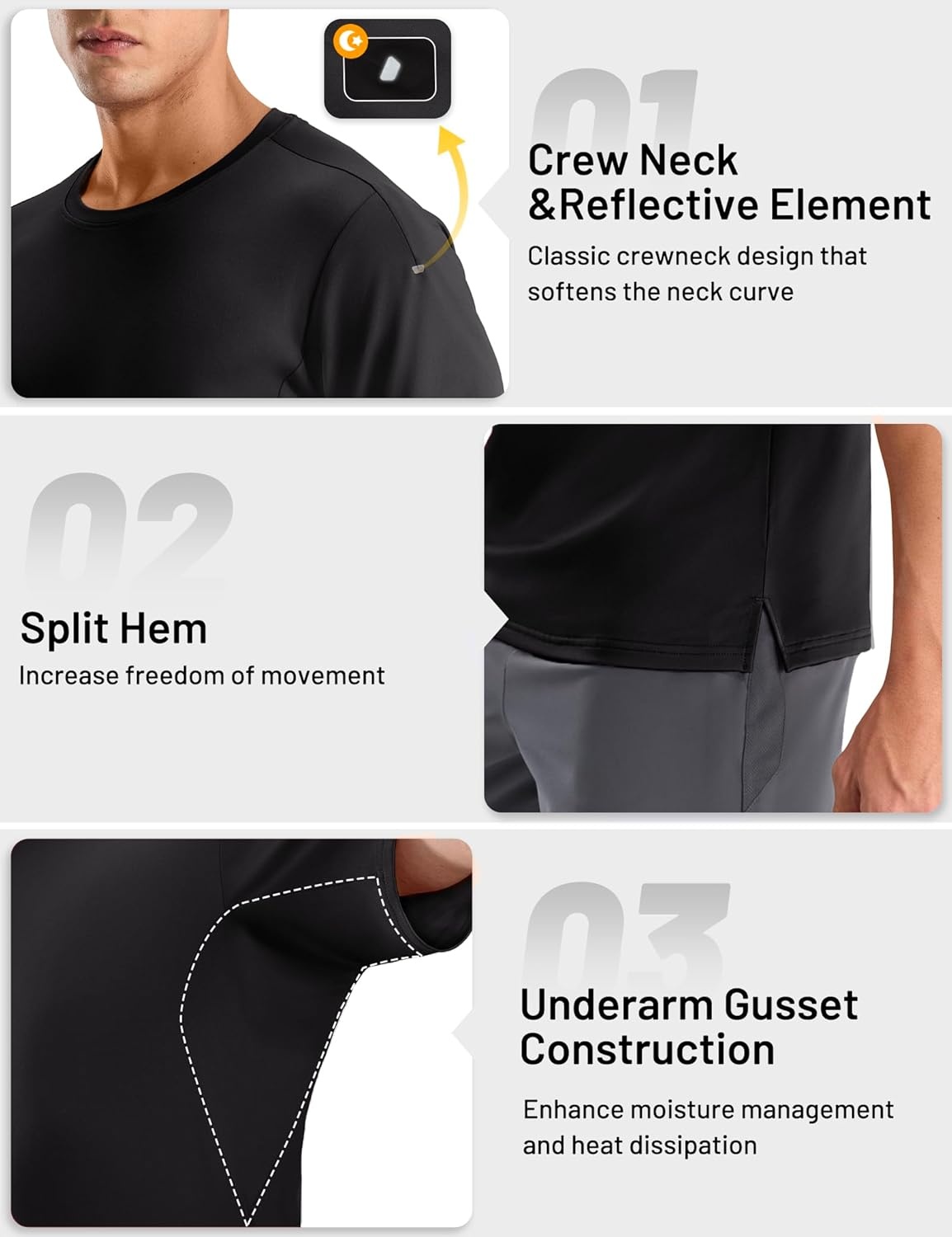 image:imageMIER Mens Dry Fit Running T Shirts Moisture Wicking COOL MAX Short Sleeve Workout Athletic Gym Sports Tee Shirts for MenBlack