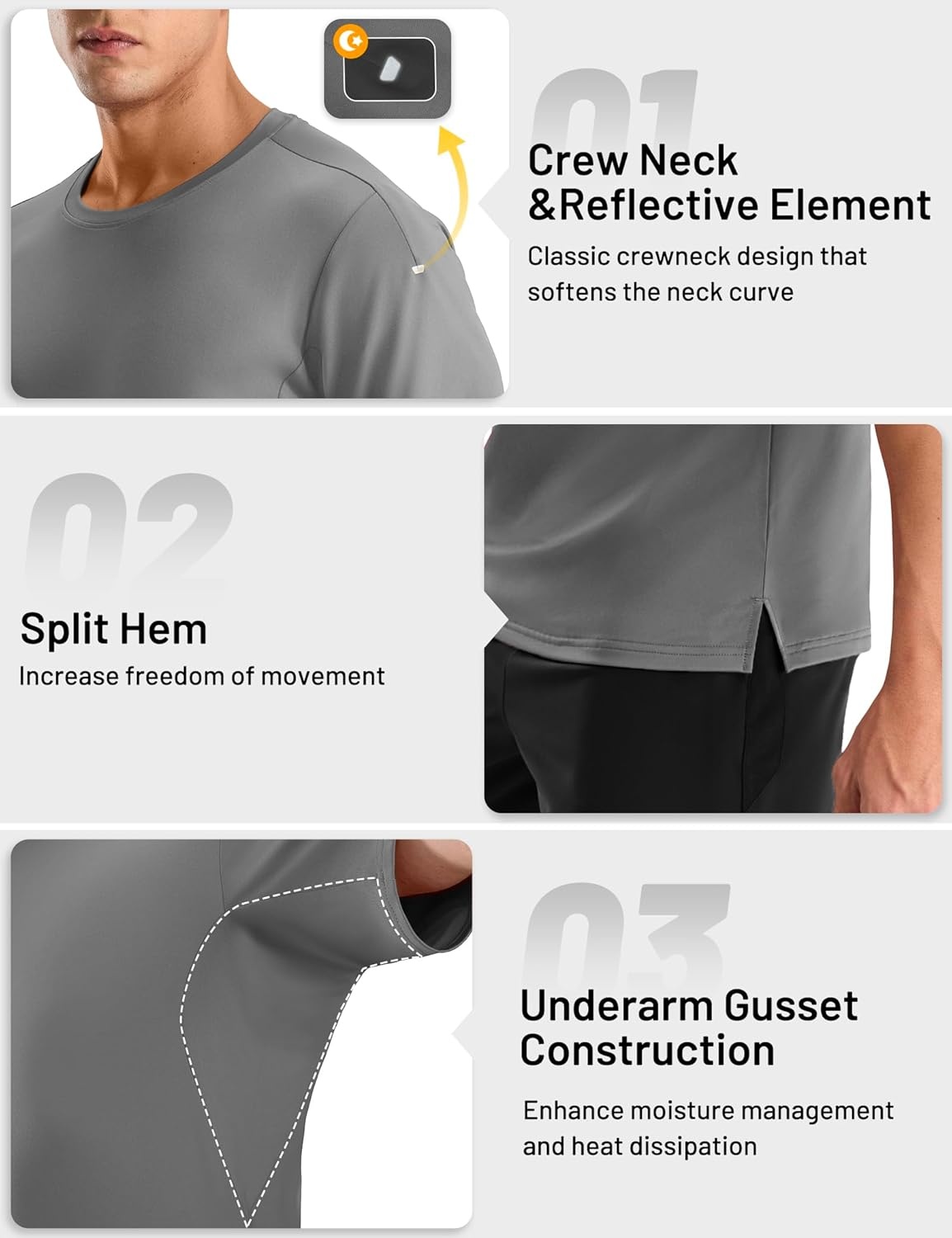 image:imageMIER Mens Dry Fit Running T Shirts Moisture Wicking COOL MAX Short Sleeve Workout Athletic Gym Sports Tee Shirts for MenDark Grey