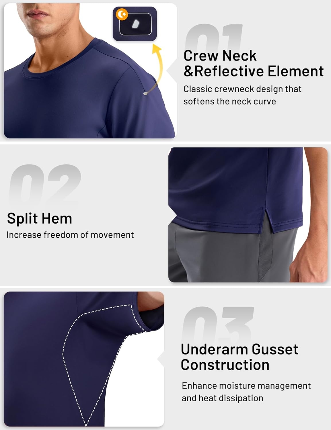 image:imageMIER Mens Dry Fit Running T Shirts Moisture Wicking COOL MAX Short Sleeve Workout Athletic Gym Sports Tee Shirts for MenNavy