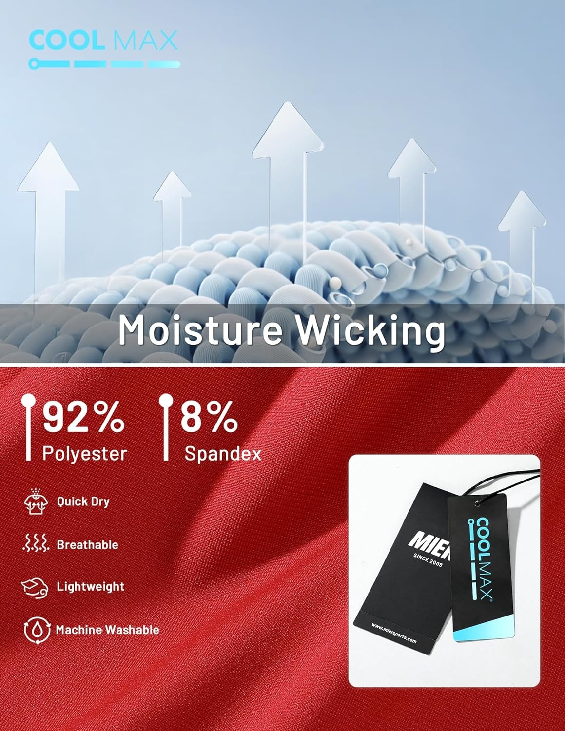 image:imageMIER Mens Dry Fit Running T Shirts Moisture Wicking COOL MAX Short Sleeve Workout Athletic Gym Sports Tee Shirts for MenRed