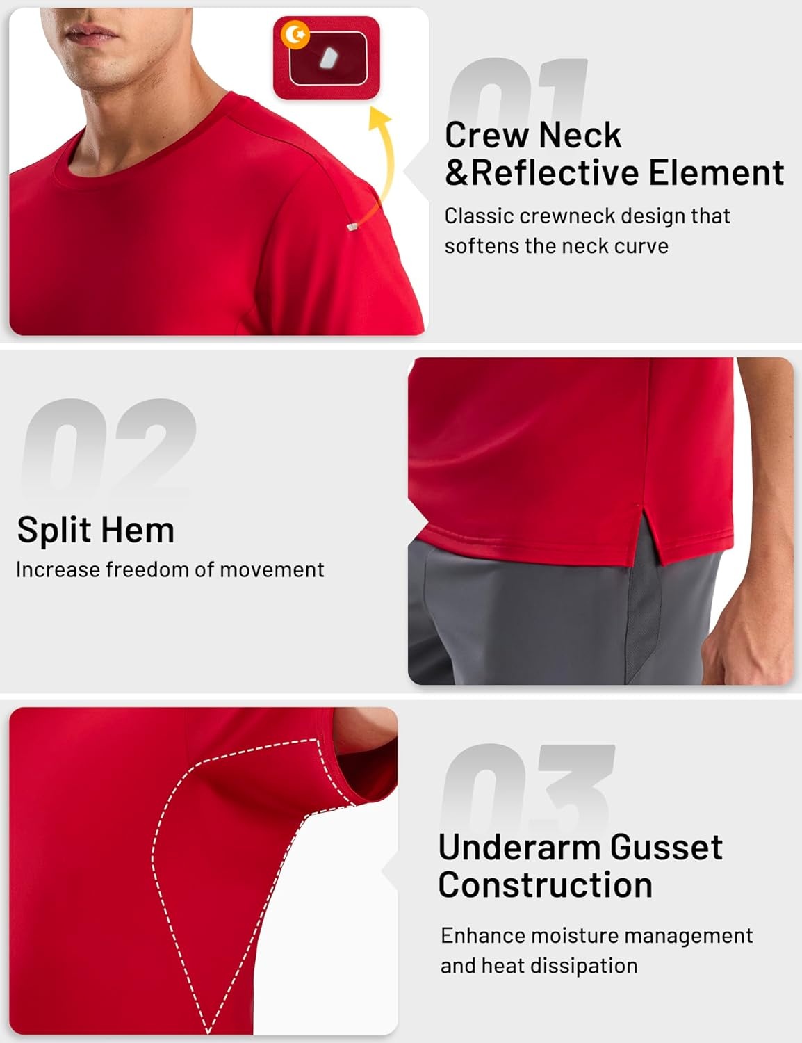 image:imageMIER Mens Dry Fit Running T Shirts Moisture Wicking COOL MAX Short Sleeve Workout Athletic Gym Sports Tee Shirts for MenRed