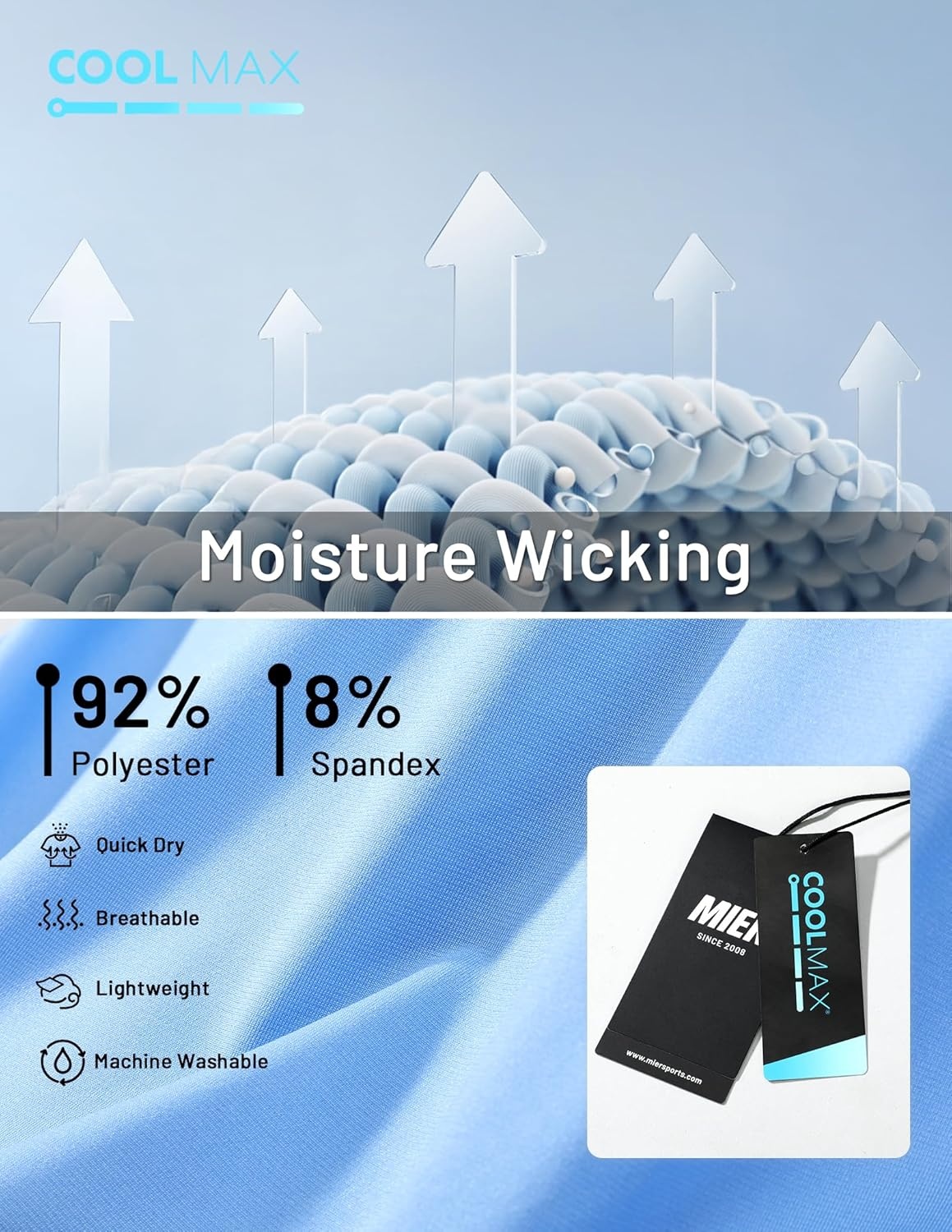 image:imageMIER Mens Dry Fit Running T Shirts Moisture Wicking COOL MAX Short Sleeve Workout Athletic Gym Sports Tee Shirts for MenSky Blue