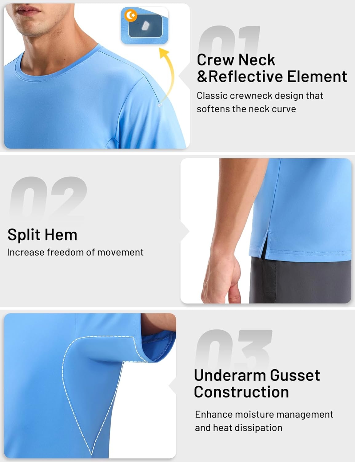 image:imageMIER Mens Dry Fit Running T Shirts Moisture Wicking COOL MAX Short Sleeve Workout Athletic Gym Sports Tee Shirts for MenSky Blue