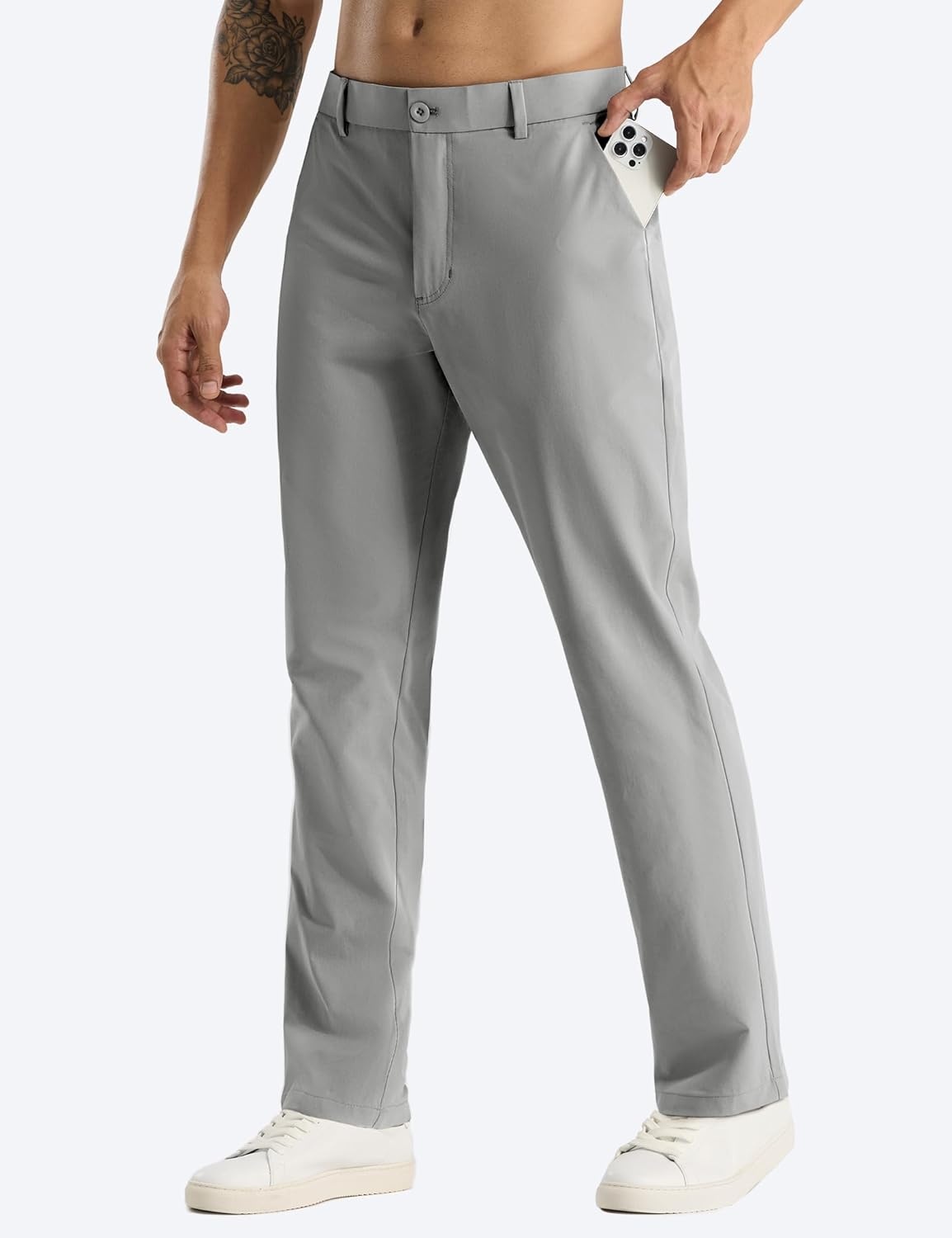 image:imageMIER Mens Golf Pants Lightweight Work Dress Pant 30 Classic Fit Trousers Comfy Slacks for Business Casual with PocketsLight Grey