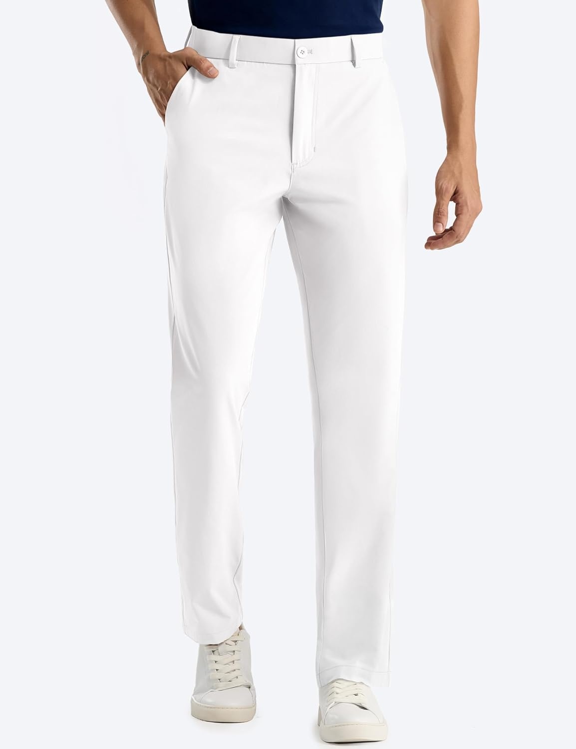 image:imageMIER Mens Golf Pants Lightweight Work Dress Pant 30 Classic Fit Trousers Comfy Slacks for Business Casual with PocketsWhite