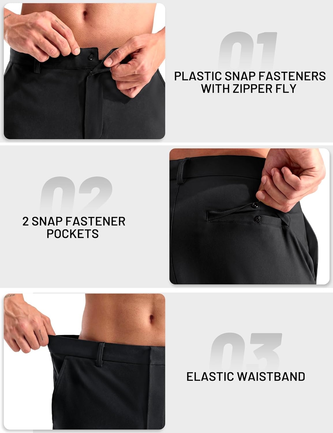 image:imageMIER Mens Golf Shorts 7 9 Stretch Lightweight Work Dress Flat Front Shorts with 4 Pockets for Casual Travel HikingBlack
