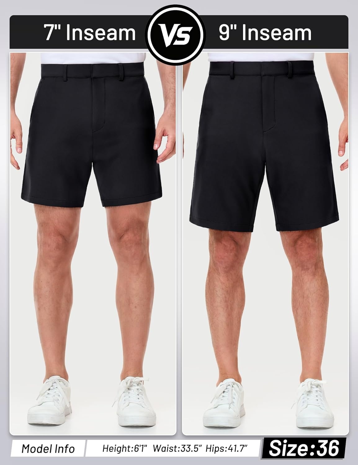 image:imageMIER Mens Golf Shorts 7 9 Stretch Lightweight Work Dress Flat Front Shorts with 4 Pockets for Casual Travel HikingBlack