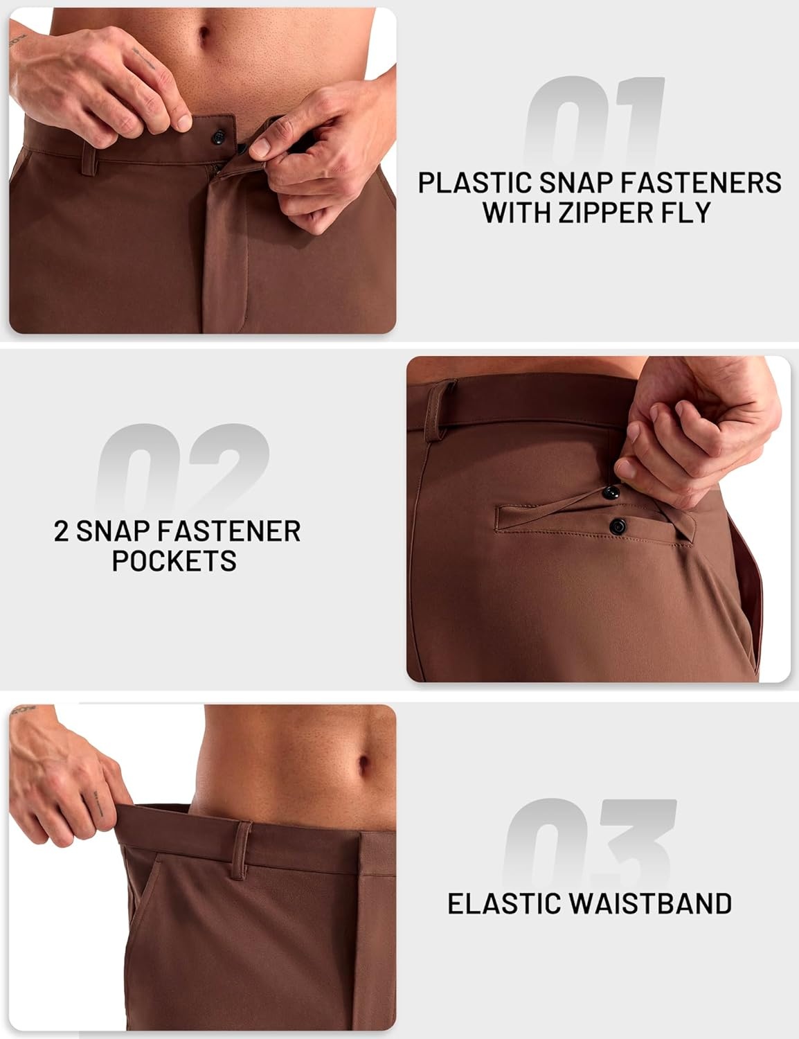 image:imageMIER Mens Golf Shorts 7 9 Stretch Lightweight Work Dress Flat Front Shorts with 4 Pockets for Casual Travel HikingBrown