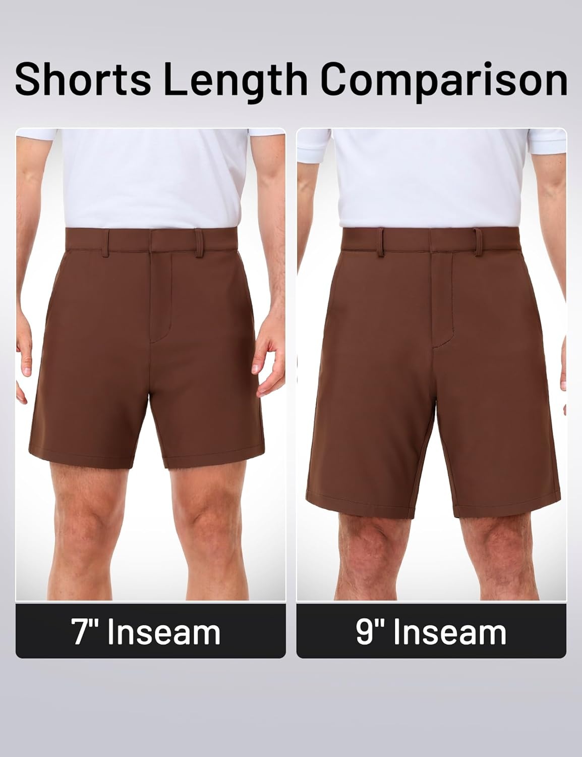 image:imageMIER Mens Golf Shorts 7 9 Stretch Lightweight Work Dress Flat Front Shorts with 4 Pockets for Casual Travel HikingBrown