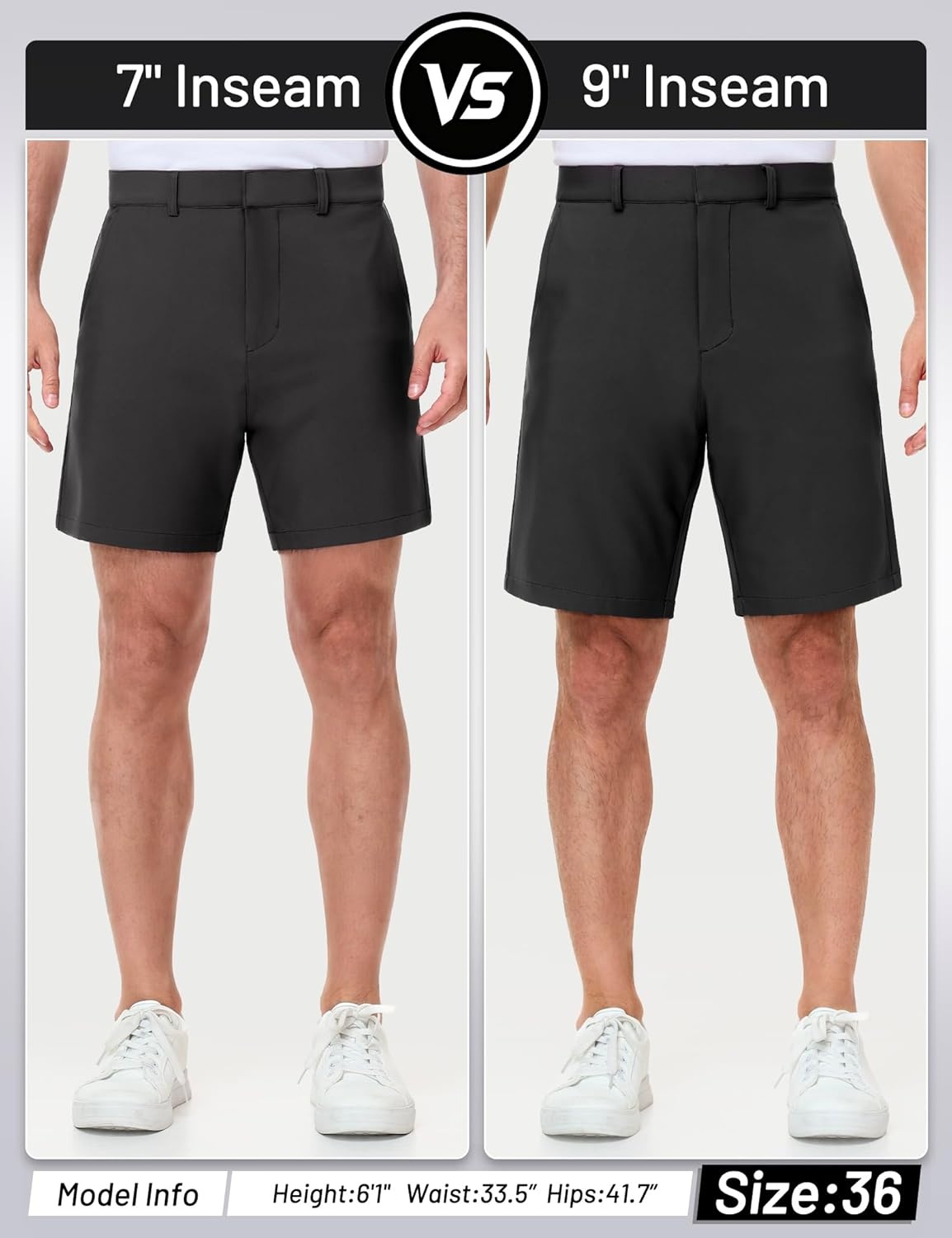 image:imageMIER Mens Golf Shorts 7 9 Stretch Lightweight Work Dress Flat Front Shorts with 4 Pockets for Casual Travel HikingDark Grey
