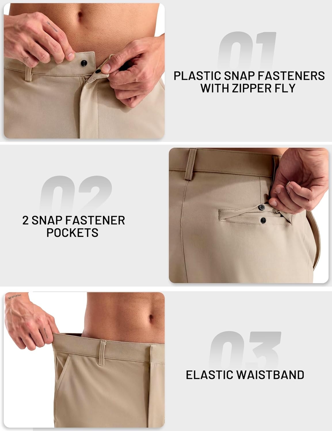 image:imageMIER Mens Golf Shorts 7 9 Stretch Lightweight Work Dress Flat Front Shorts with 4 Pockets for Casual Travel HikingKhaki