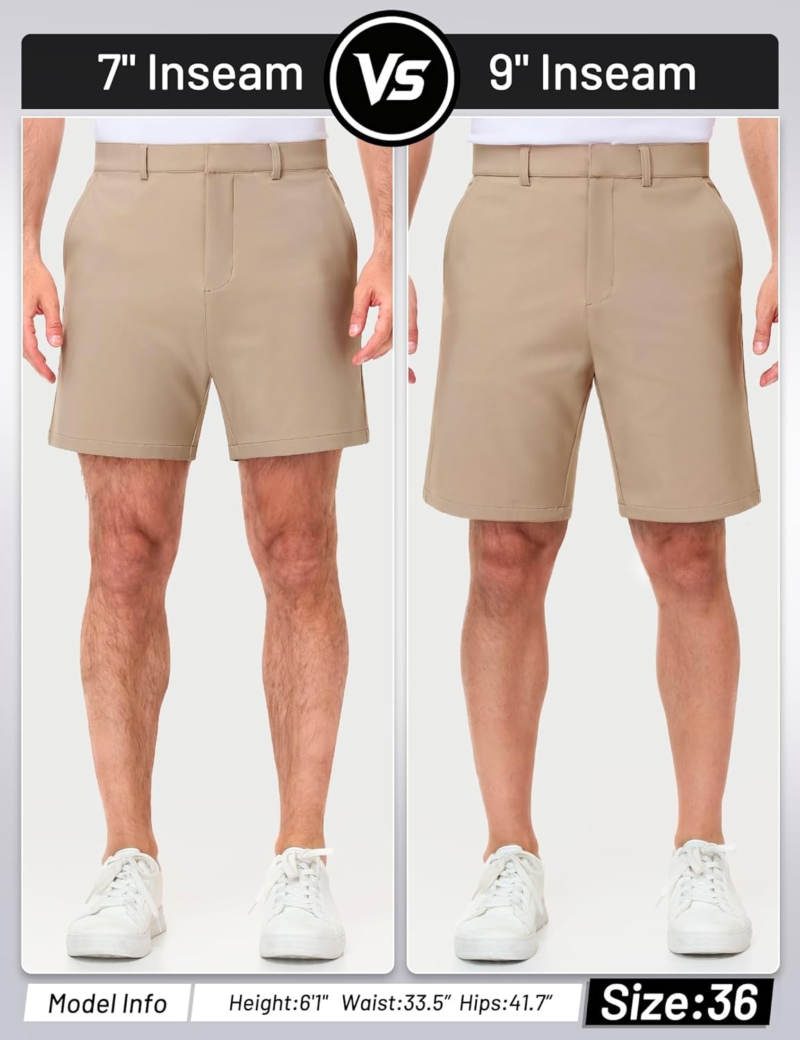 image:imageMIER Mens Golf Shorts 7 9 Stretch Lightweight Work Dress Flat Front Shorts with 4 Pockets for Casual Travel HikingKhaki