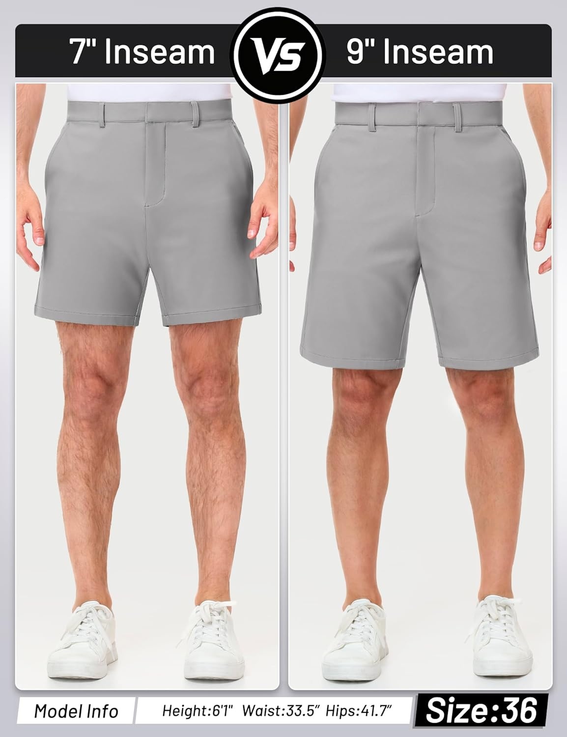 image:imageMIER Mens Golf Shorts 7 9 Stretch Lightweight Work Dress Flat Front Shorts with 4 Pockets for Casual Travel HikingLight Grey