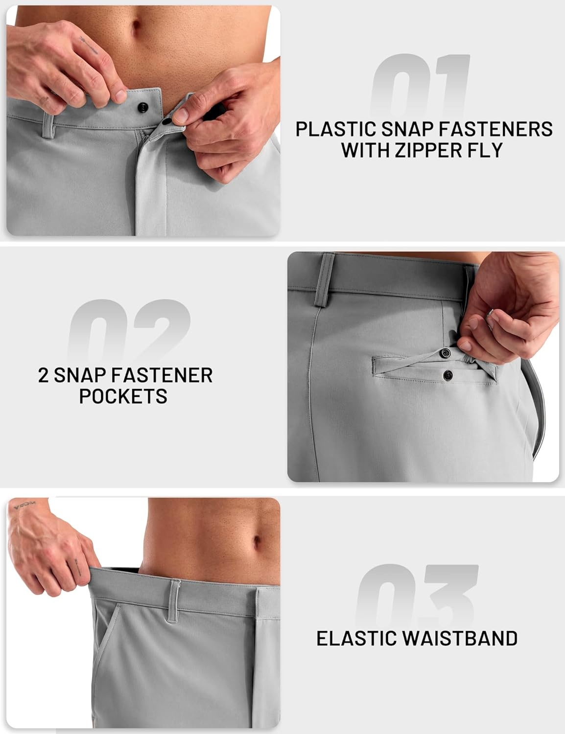 image:imageMIER Mens Golf Shorts 7 9 Stretch Lightweight Work Dress Flat Front Shorts with 4 Pockets for Casual Travel HikingLight Grey