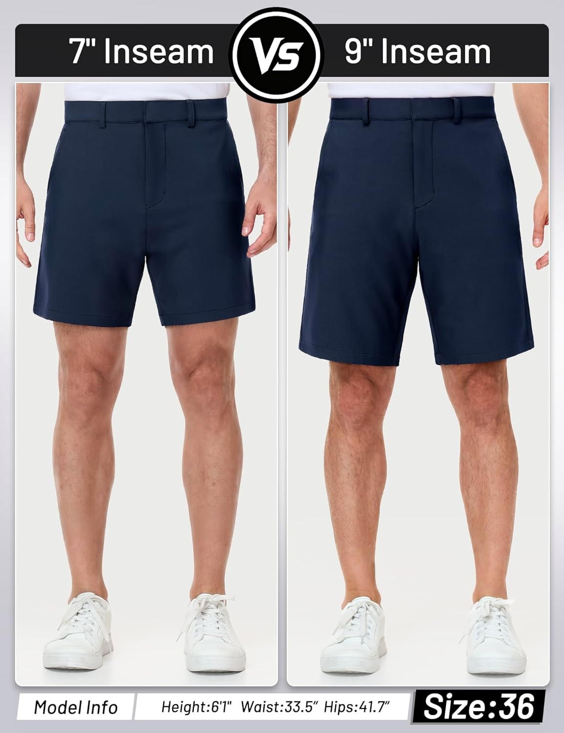 image:imageMIER Mens Golf Shorts 7 9 Stretch Lightweight Work Dress Flat Front Shorts with 4 Pockets for Casual Travel HikingNavy