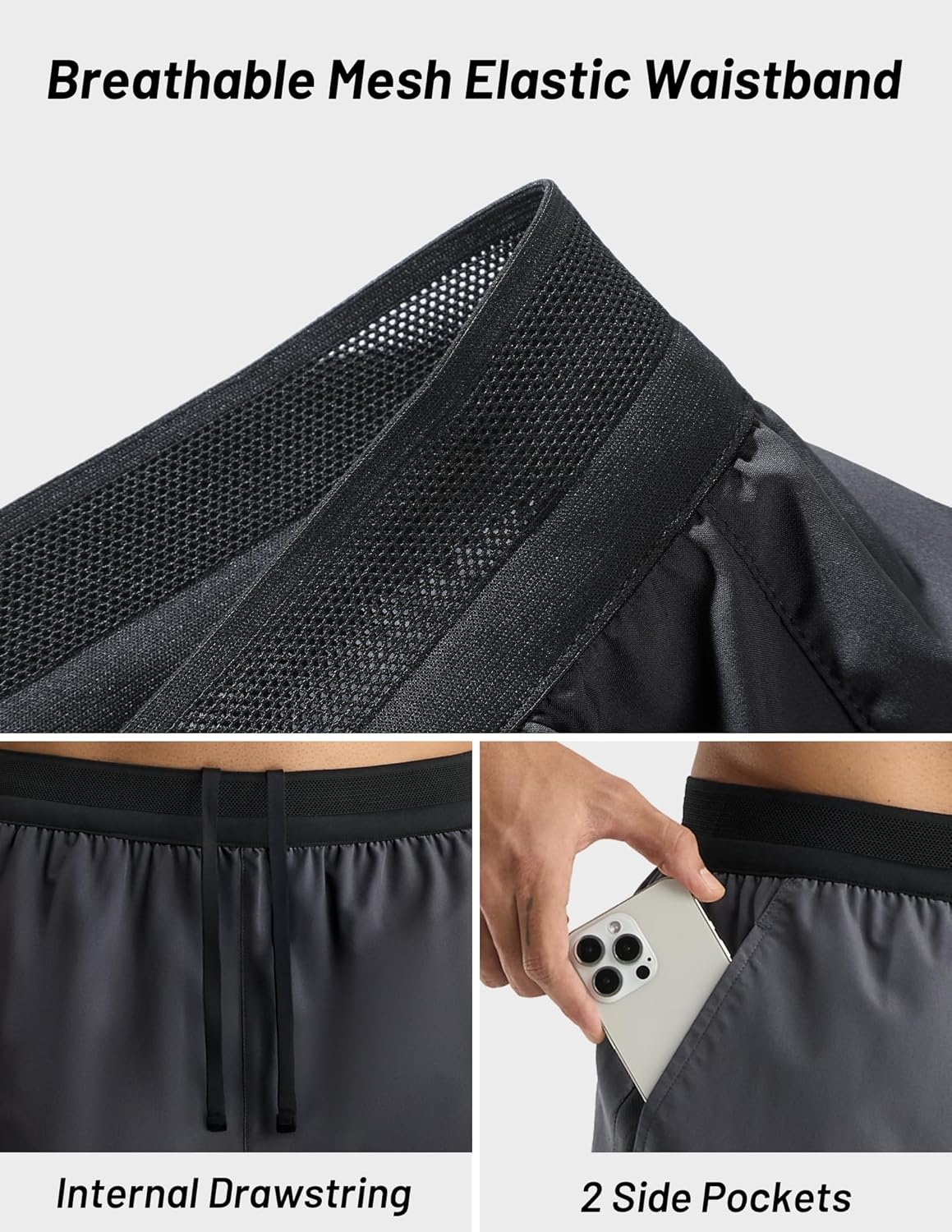 image:imageMIER Mens Quick Dry Athletic Running Shorts with Pockets ExtraLight Workout Gym Sports Active Shorts for Men5 Inch InseamDark Grey