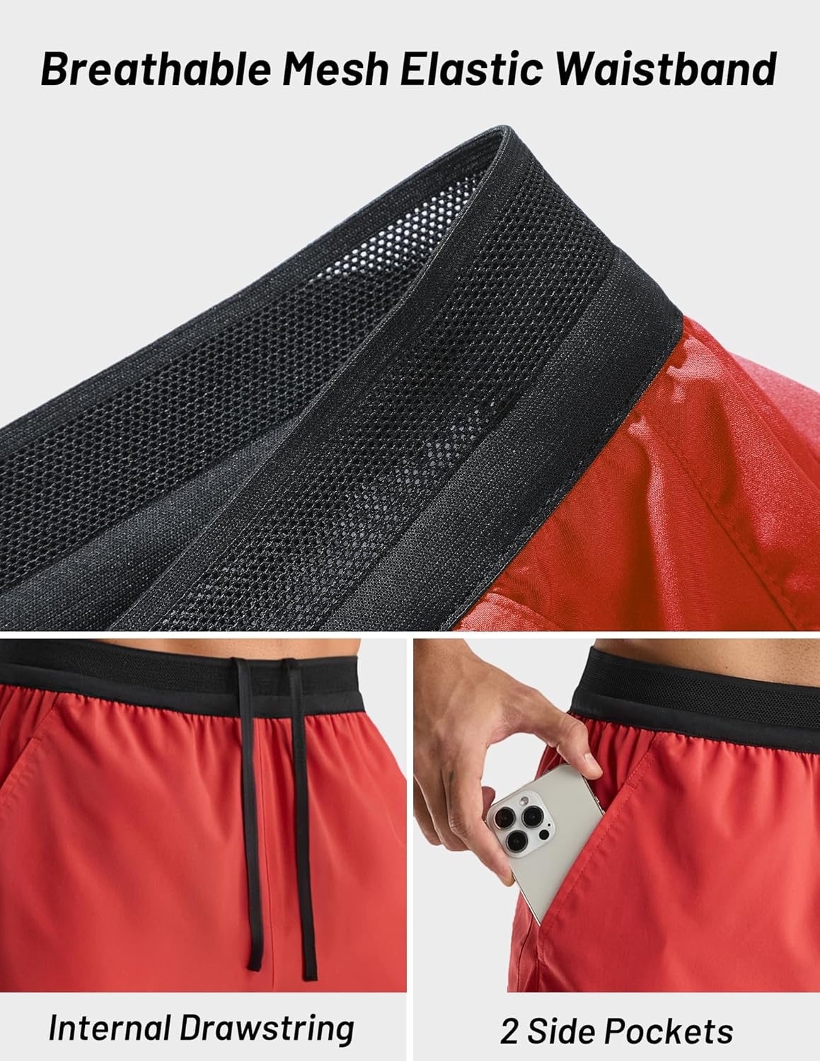 image:imageMIER Mens Quick Dry Athletic Running Shorts with Pockets ExtraLight Workout Gym Sports Active Shorts for Men5 Inch InseamRed