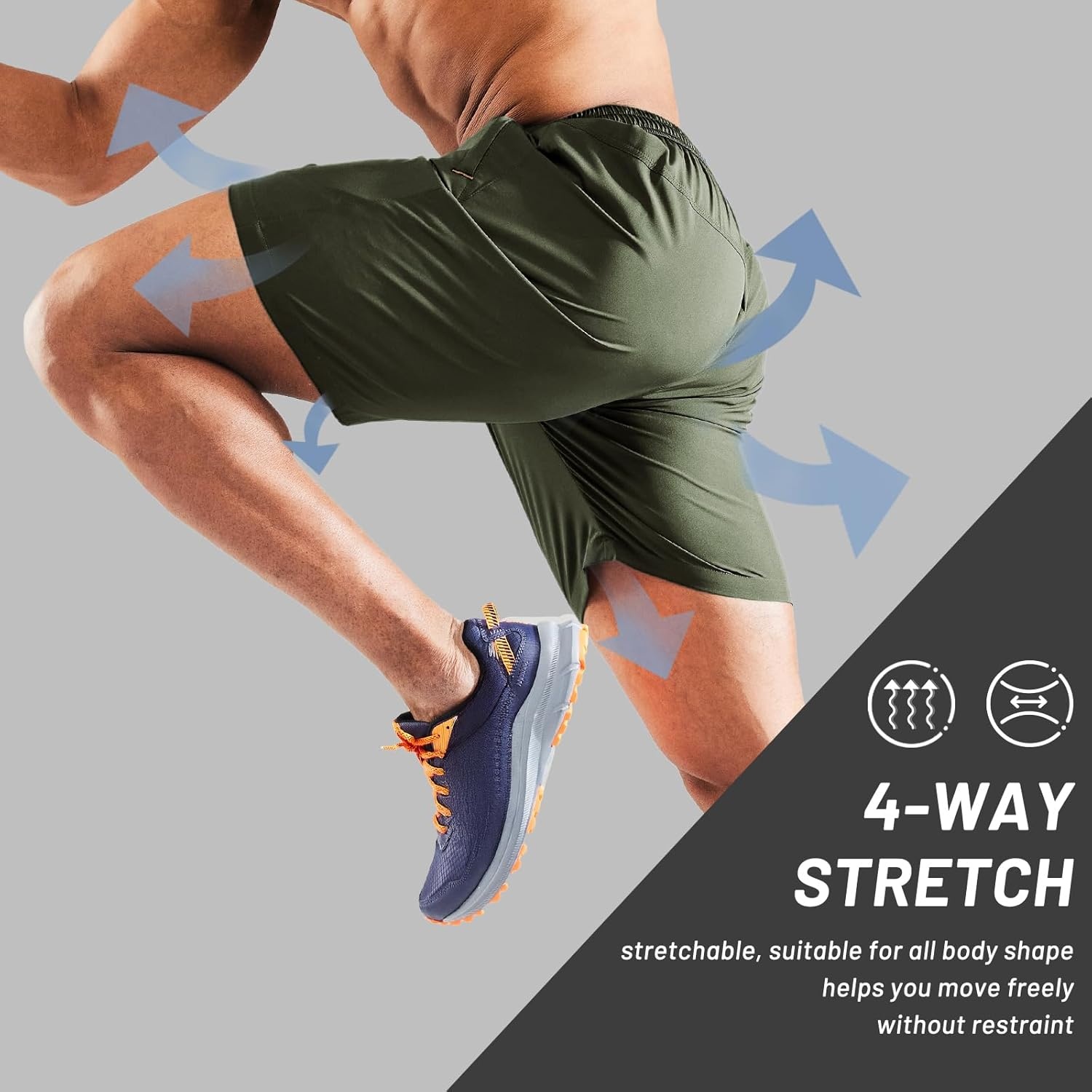 image:imageMIER Mens Quick Dry Running Shorts with Zipper Pocket Elastic Waist Athletic Workout Exercise ShortsArmy Green