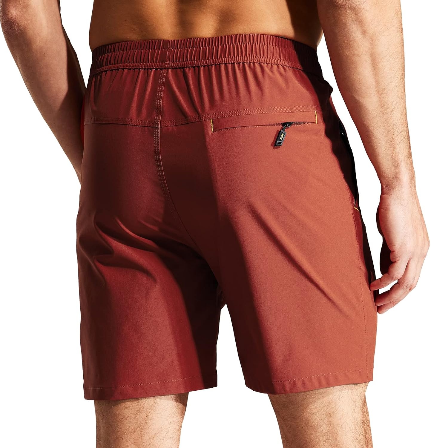 image:imageMIER Mens Quick Dry Running Shorts with Zipper Pocket Elastic Waist Athletic Workout Exercise ShortsBrick Red