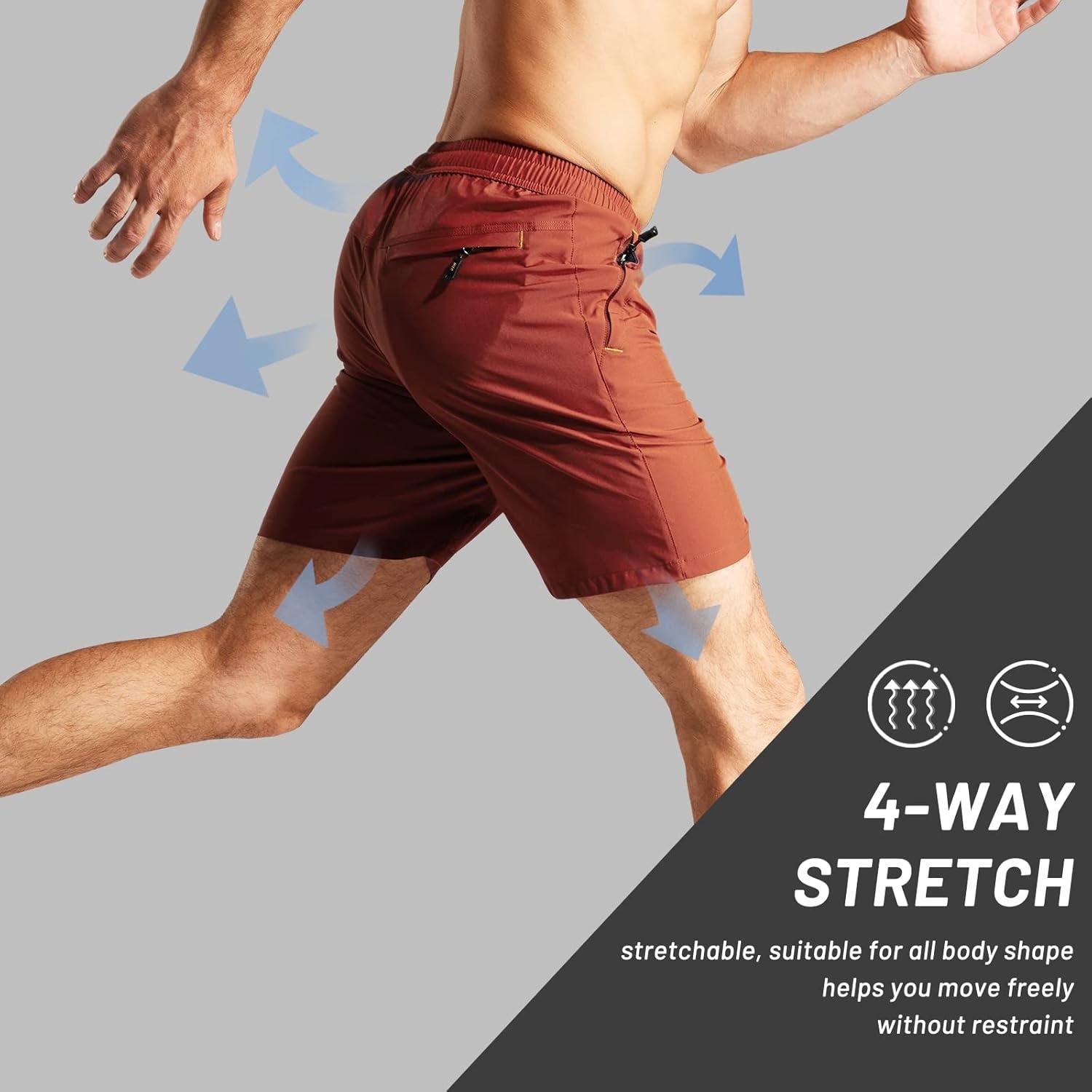 image:imageMIER Mens Quick Dry Running Shorts with Zipper Pocket Elastic Waist Athletic Workout Exercise ShortsBrick Red