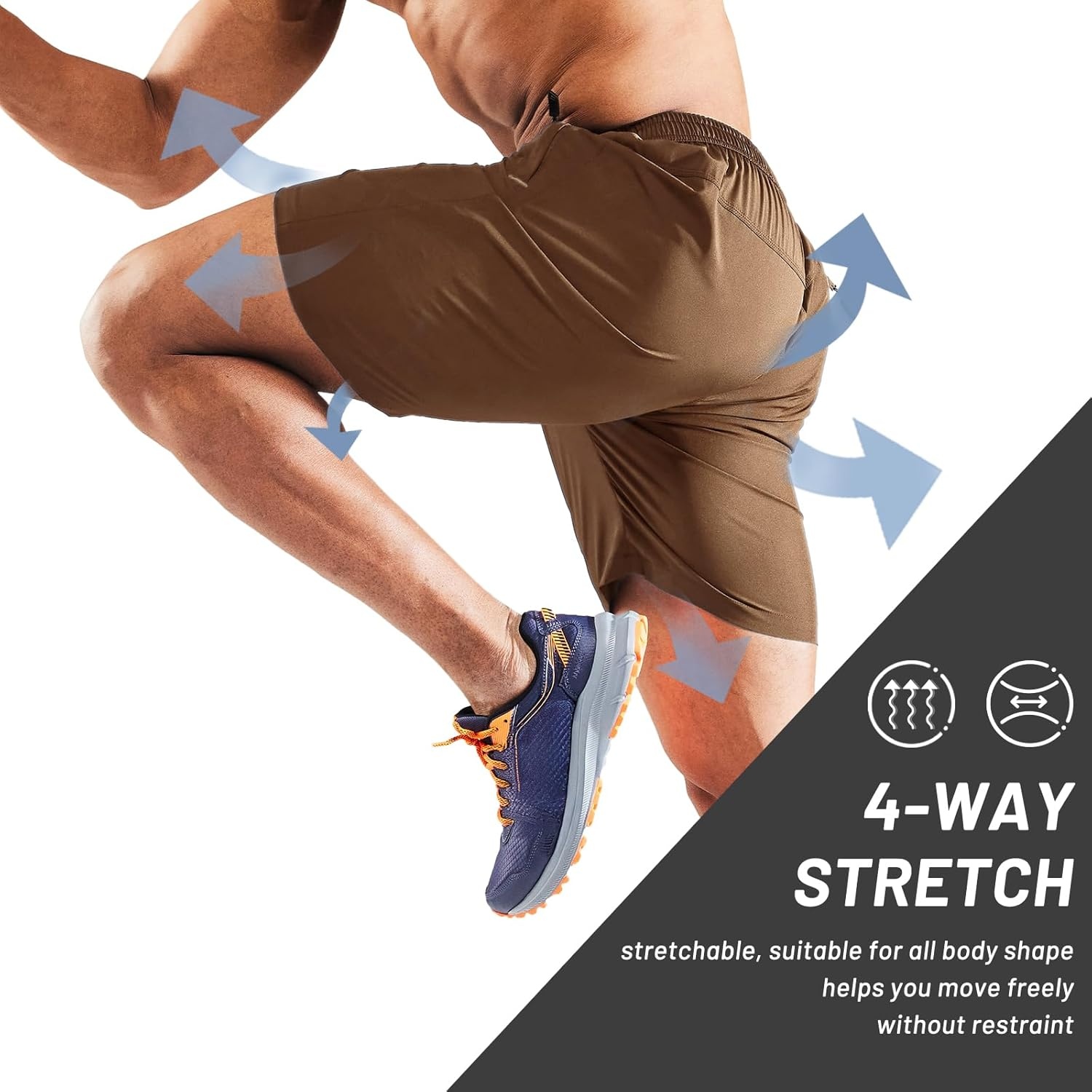 image:imageMIER Mens Quick Dry Running Shorts with Zipper Pocket Elastic Waist Athletic Workout Exercise ShortsBrown