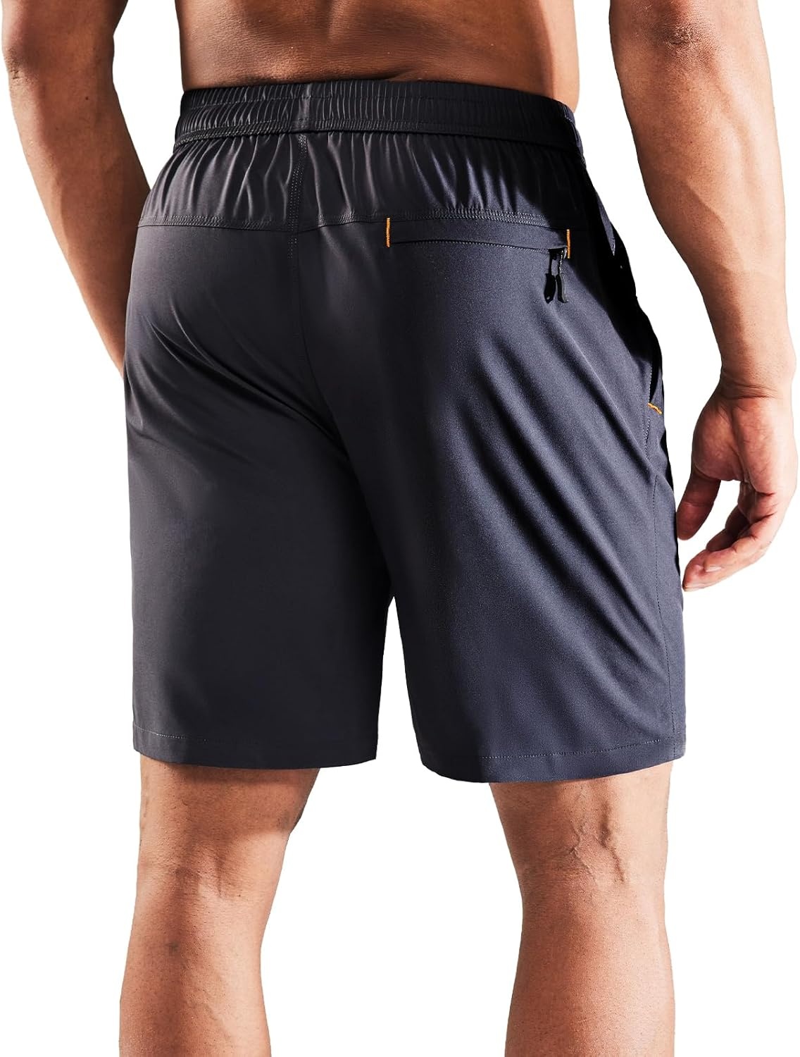 image:imageMIER Mens Quick Dry Running Shorts with Zipper Pocket Elastic Waist Athletic Workout Exercise ShortsDark Grey